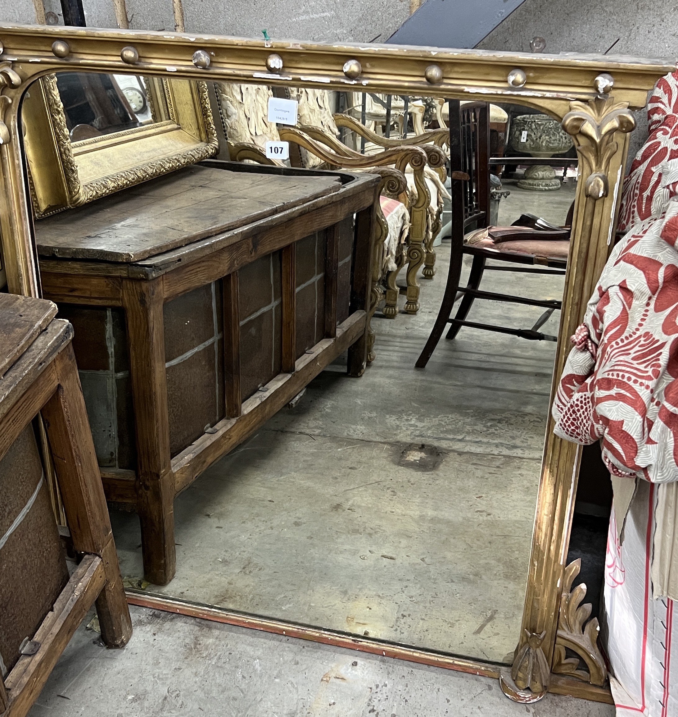 A Victorian giltwood and composition overmantel mirror, width 105cm, height 105cm                                                                                                                                           