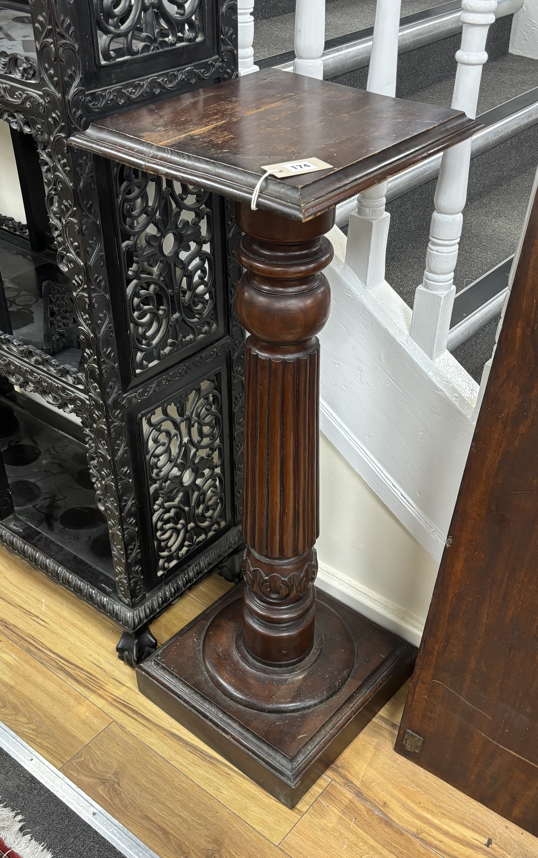 A Victorian and later mahogany pedestal, height 109cm                                                                                                                                                                       