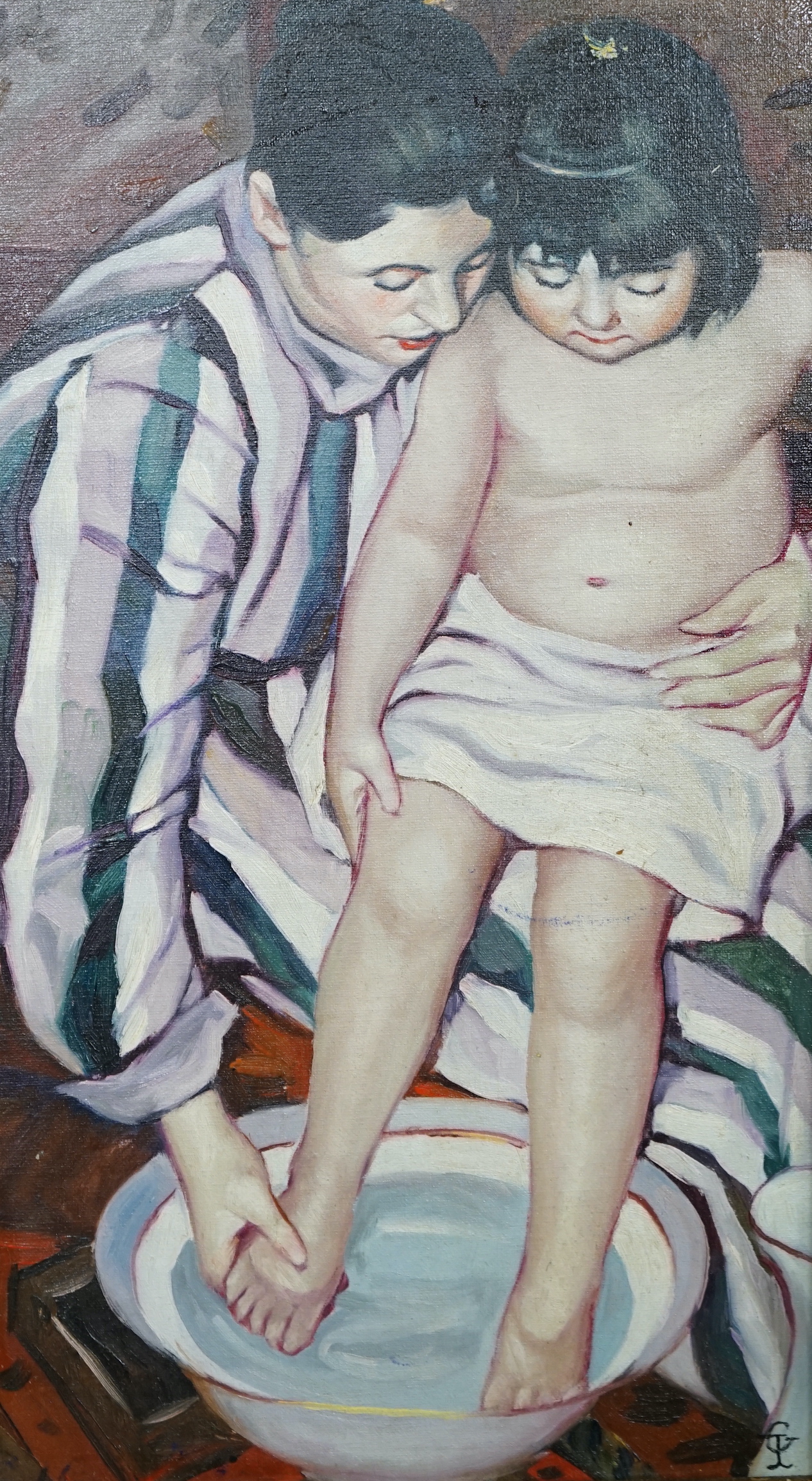 After Mary Cassatt (1844-1926) oil on canvas board, Mother and child, 42 x 23cm                                                                                                                                             