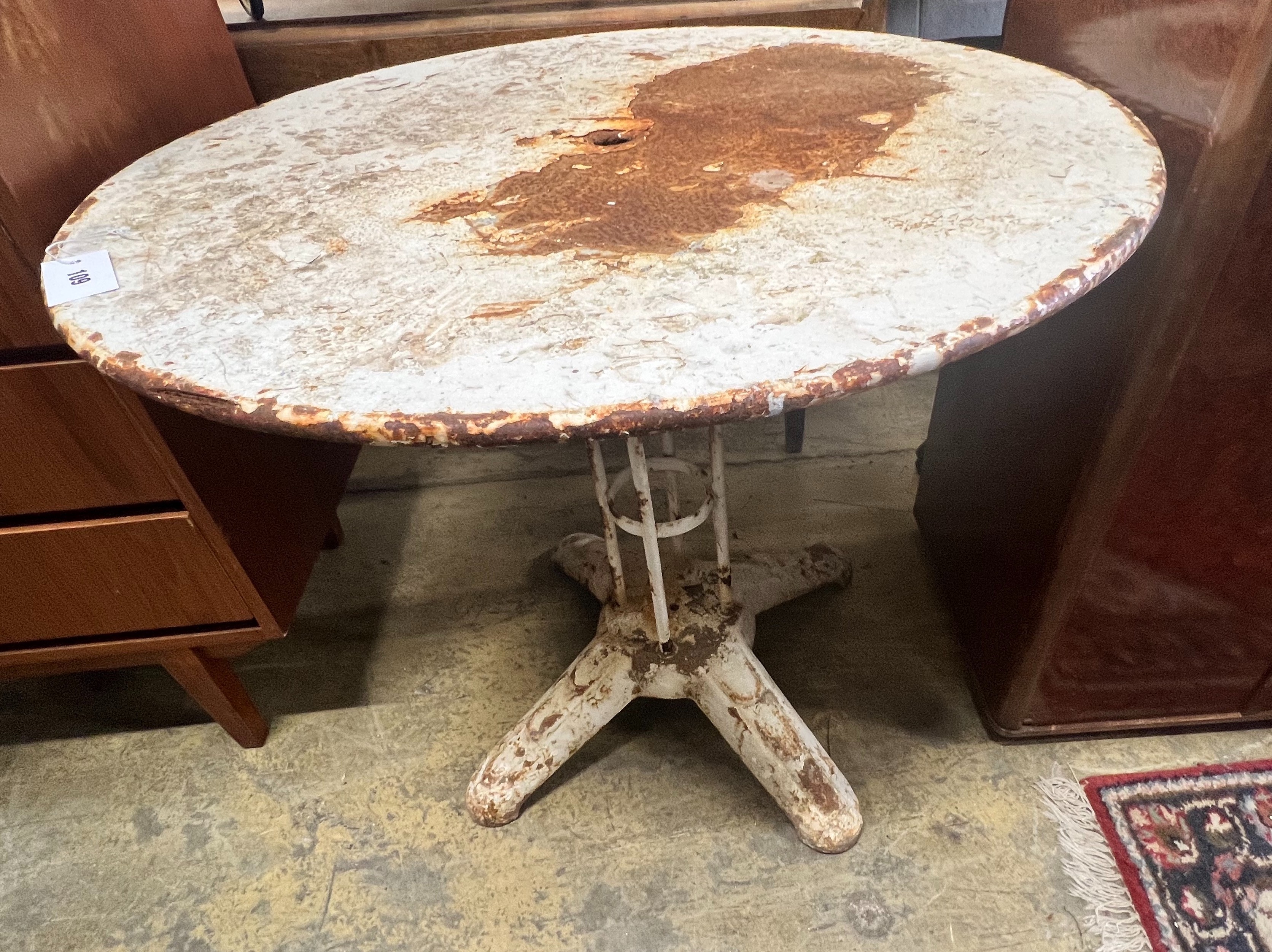 A French bistro table, diameter 80cm height 74cm                                                                                                                                                                            