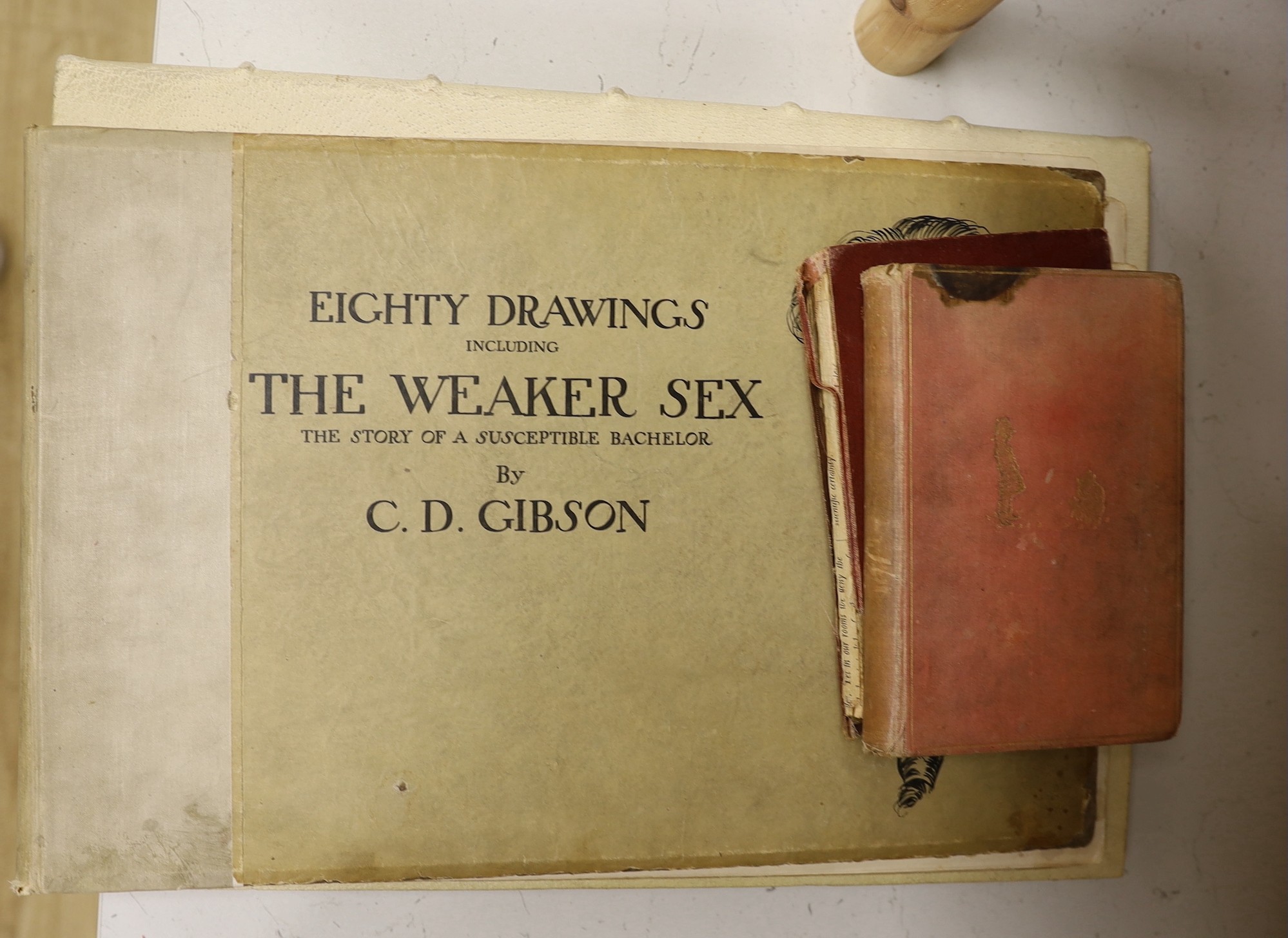 A.A. Milne, two Winnie The Pooh books - The House at Pooh Corner and Now We Are Six together with two other books - Eighty Drawings Including The Weaker Sex by C.D. Gibson and Handzeichnungen Von Watteau                 