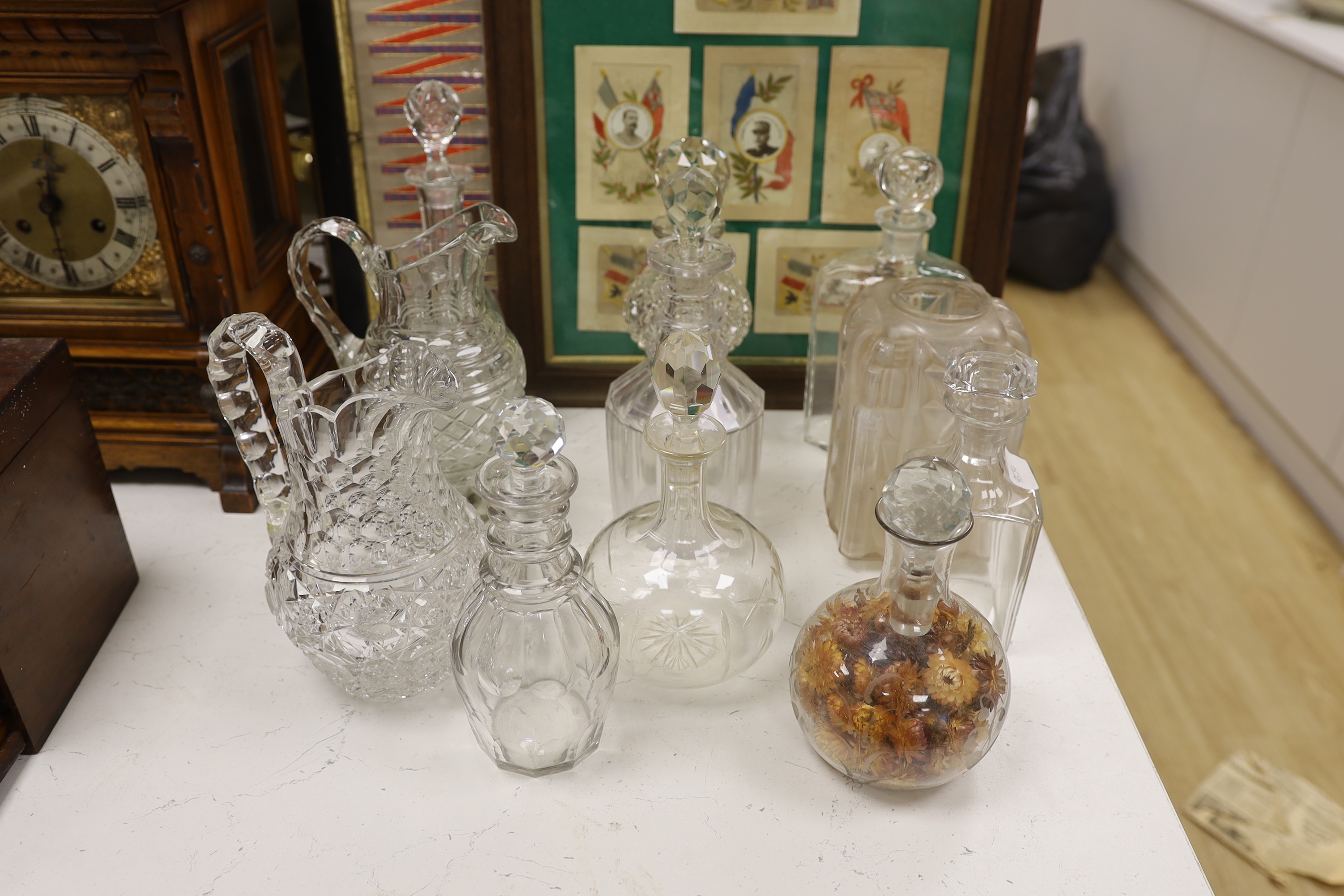 A quantity of cut glass decanters and jugs                                                                                                                                                                                  