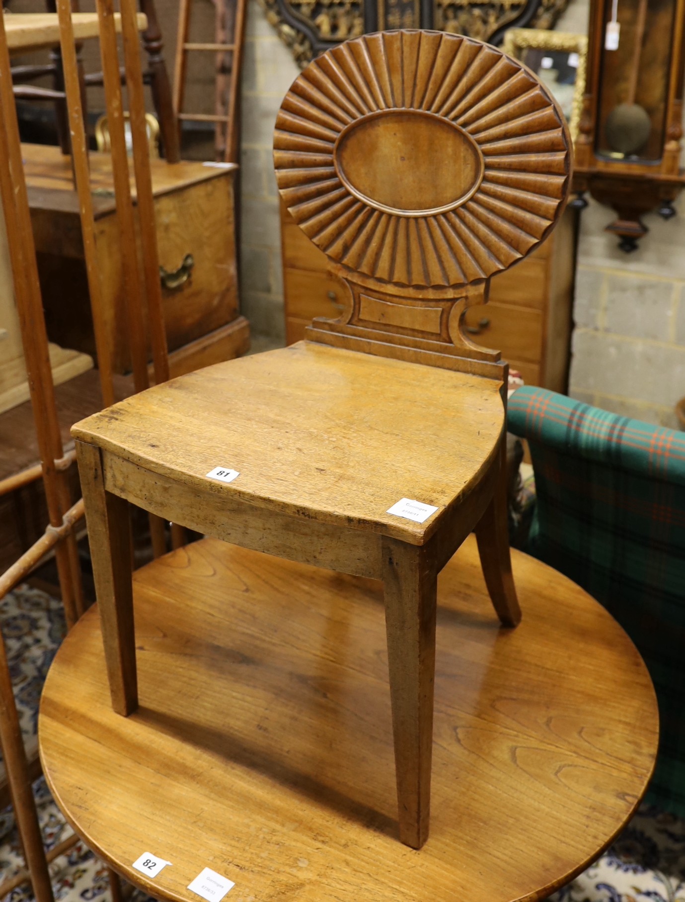 A Victorian mahogany hall chair, width 47cm, depth 40cm, height 83cm                                                                                                                                                        