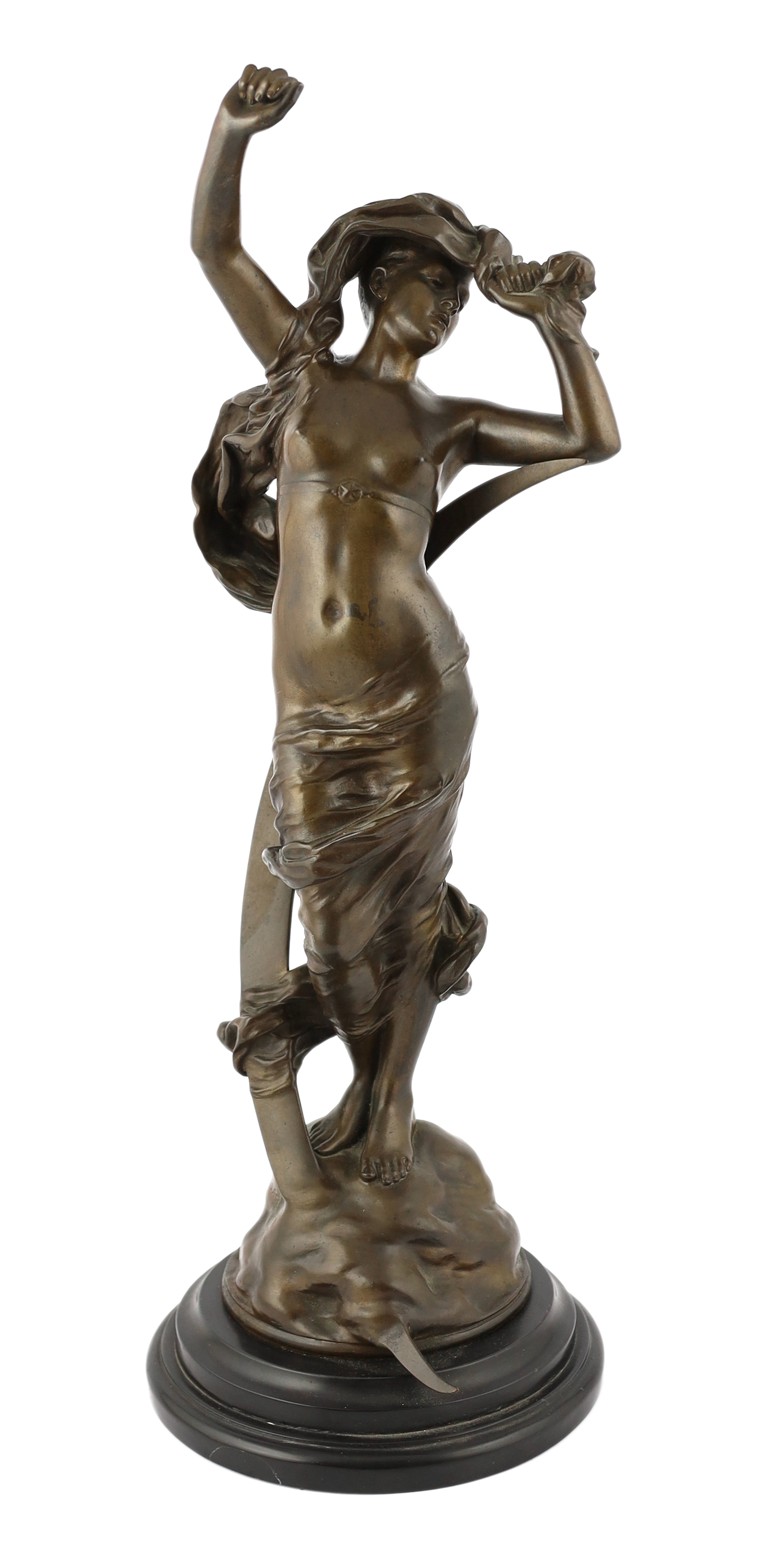 Charles Ernest Dagonet (French, 1856-1926), a bronze figure of 'La Nuit' 22cm diameter, 58cm high                                                                                                                           