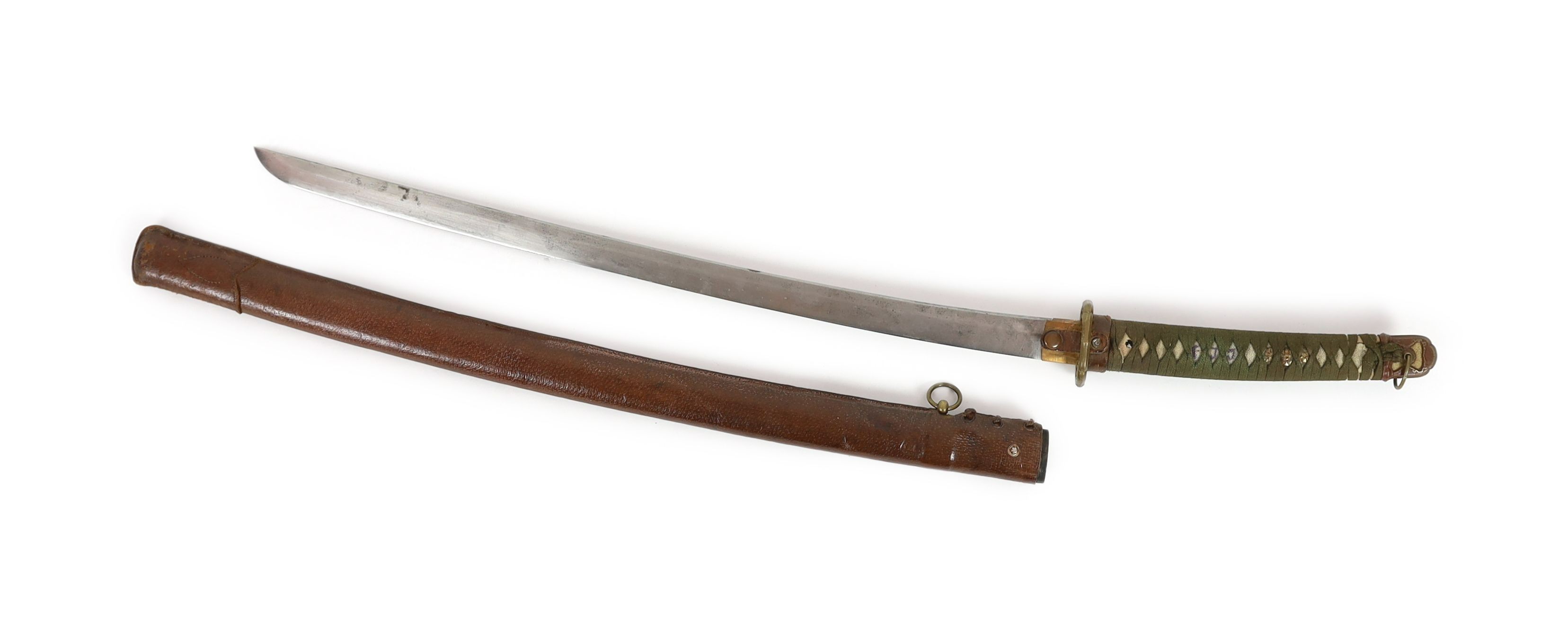 A late WWII Japanese military shin-gunto overall length 93.5cm                                                                                                                                                              