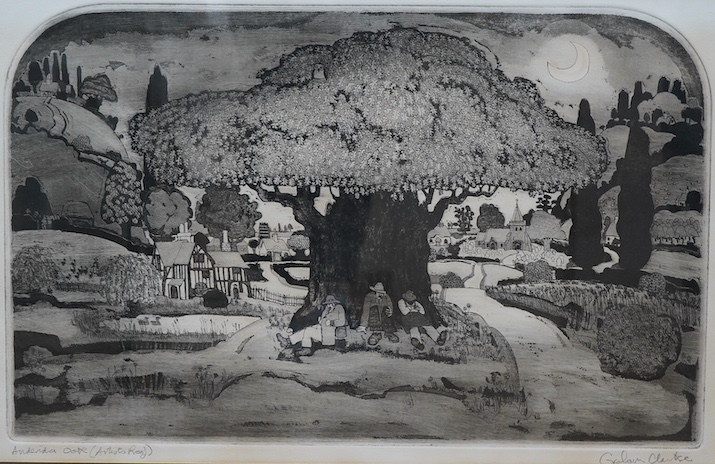 Graham Clarke (b.1941), artist's proof etching, ‘Anderida oak’, signed in pencil, 37 x 56cm. Condition - good                                                                                                               