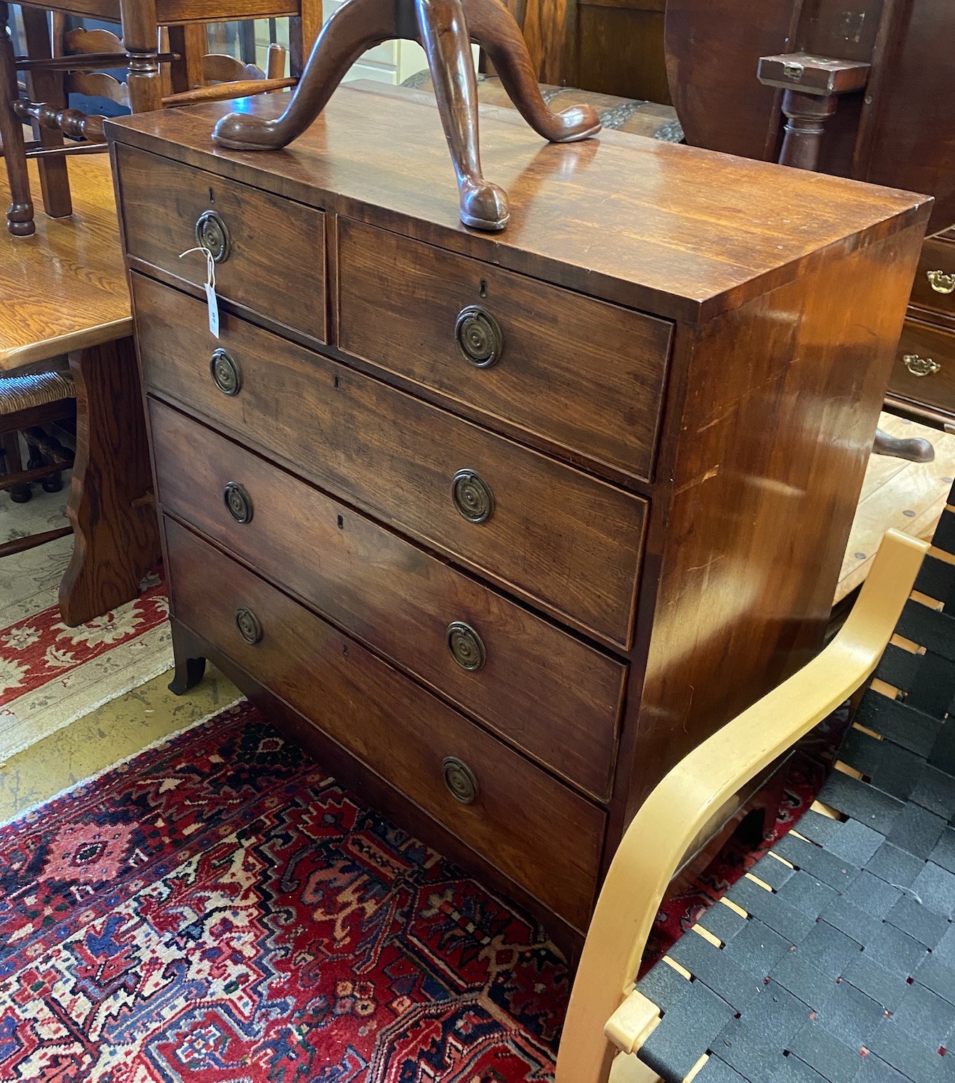 A George IV mahogany chest of drawers, width 99cm, depth 50cm, height 105cm                                                                                                                                                 