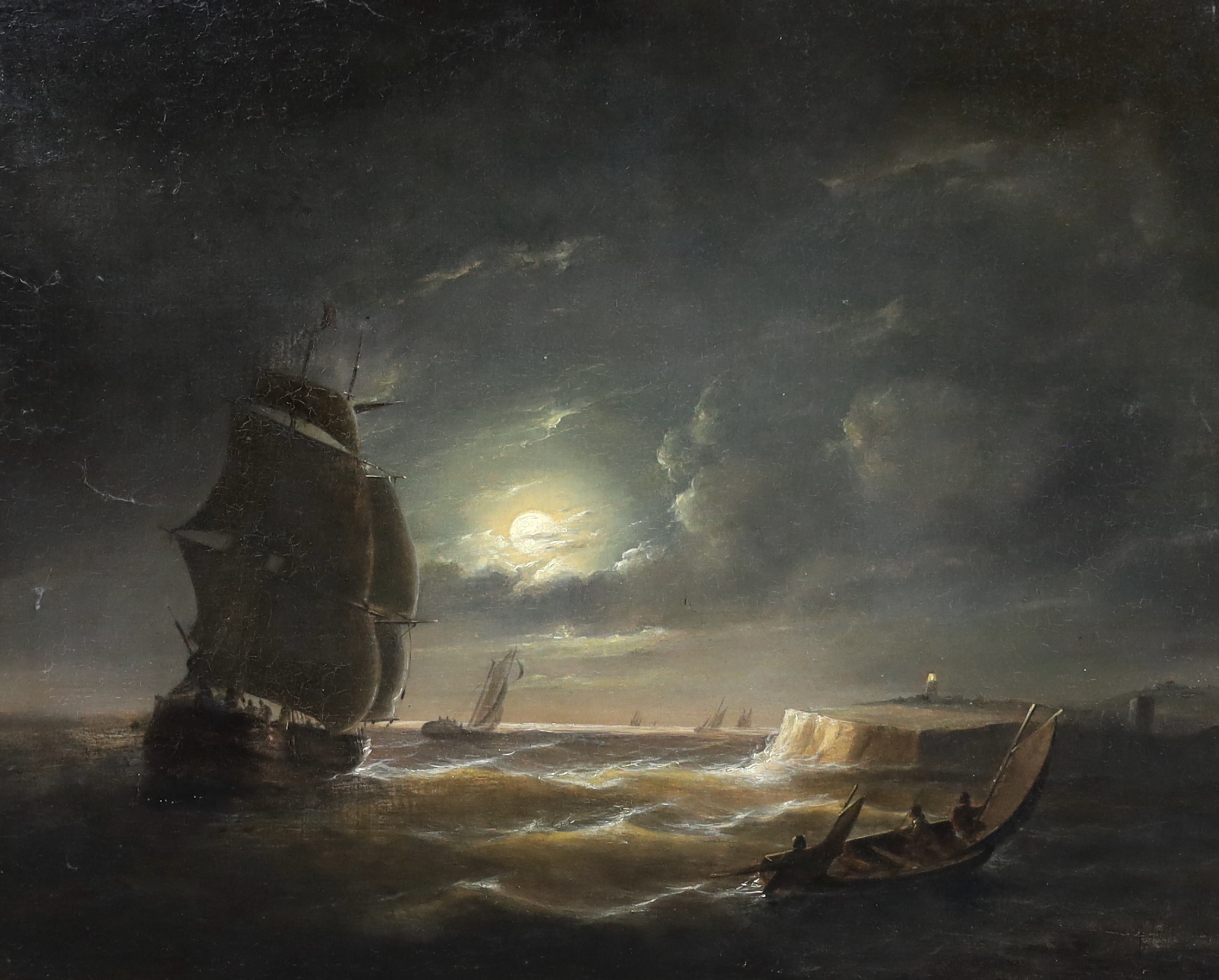 Attributed to John Wilson Carmichael (British, 1799-1868), 'Off Dover', oil on panel, 50 x 62cm                                                                                                                             