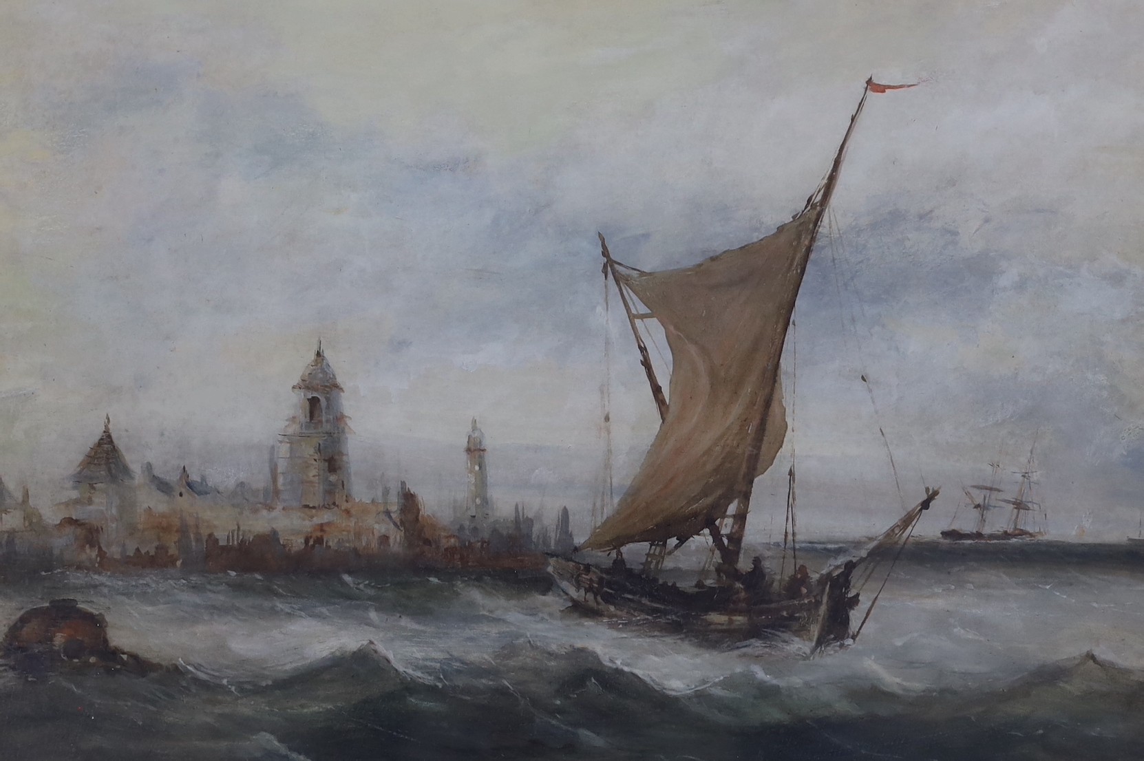 WA ..., watercolour, Fishing boat off the Dutch coast, signed, 33 x 48cm                                                                                                                                                    