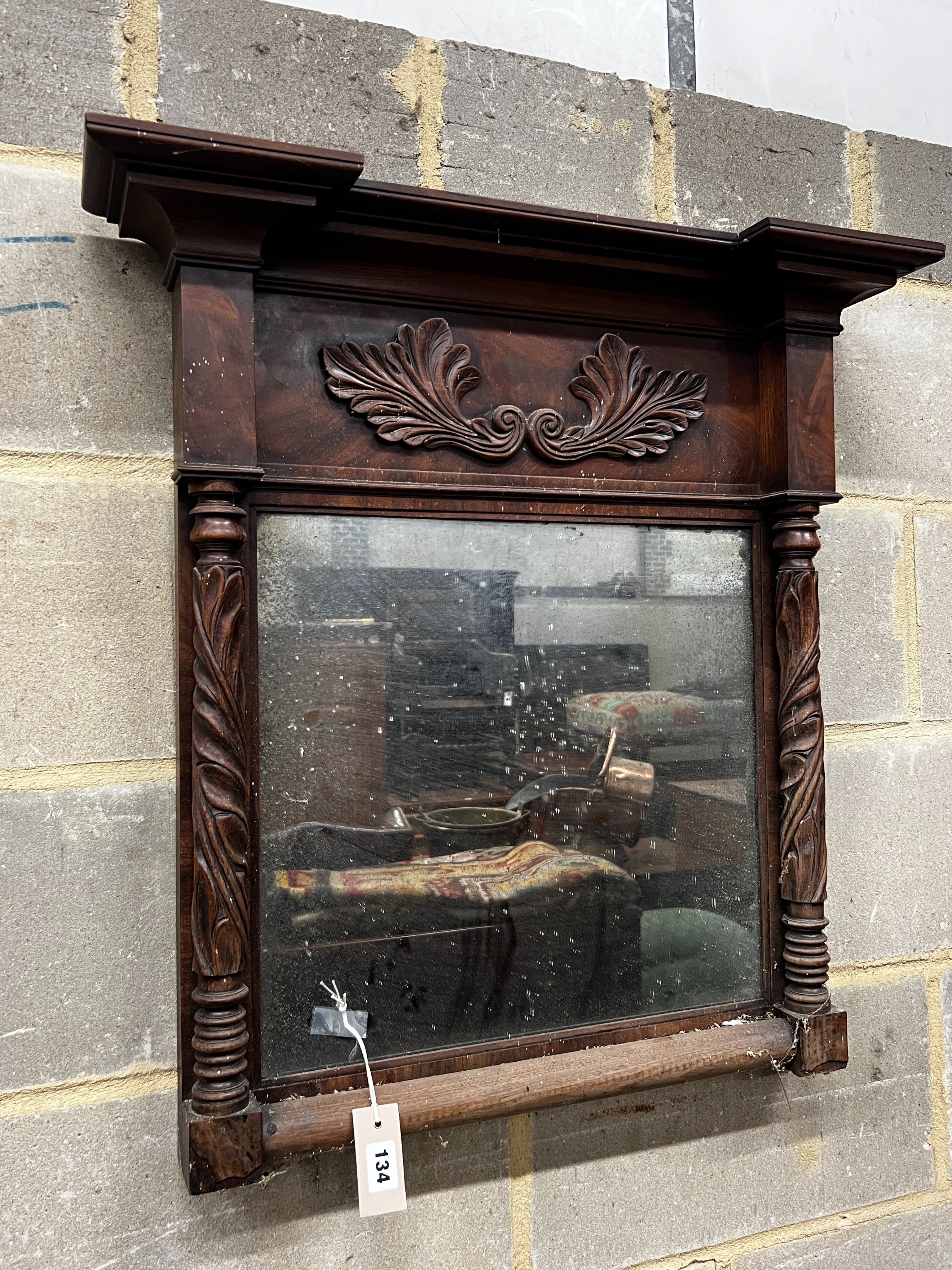 A Regency mahogany wall mirror, width 57cm, height 70cm                                                                                                                                                                     