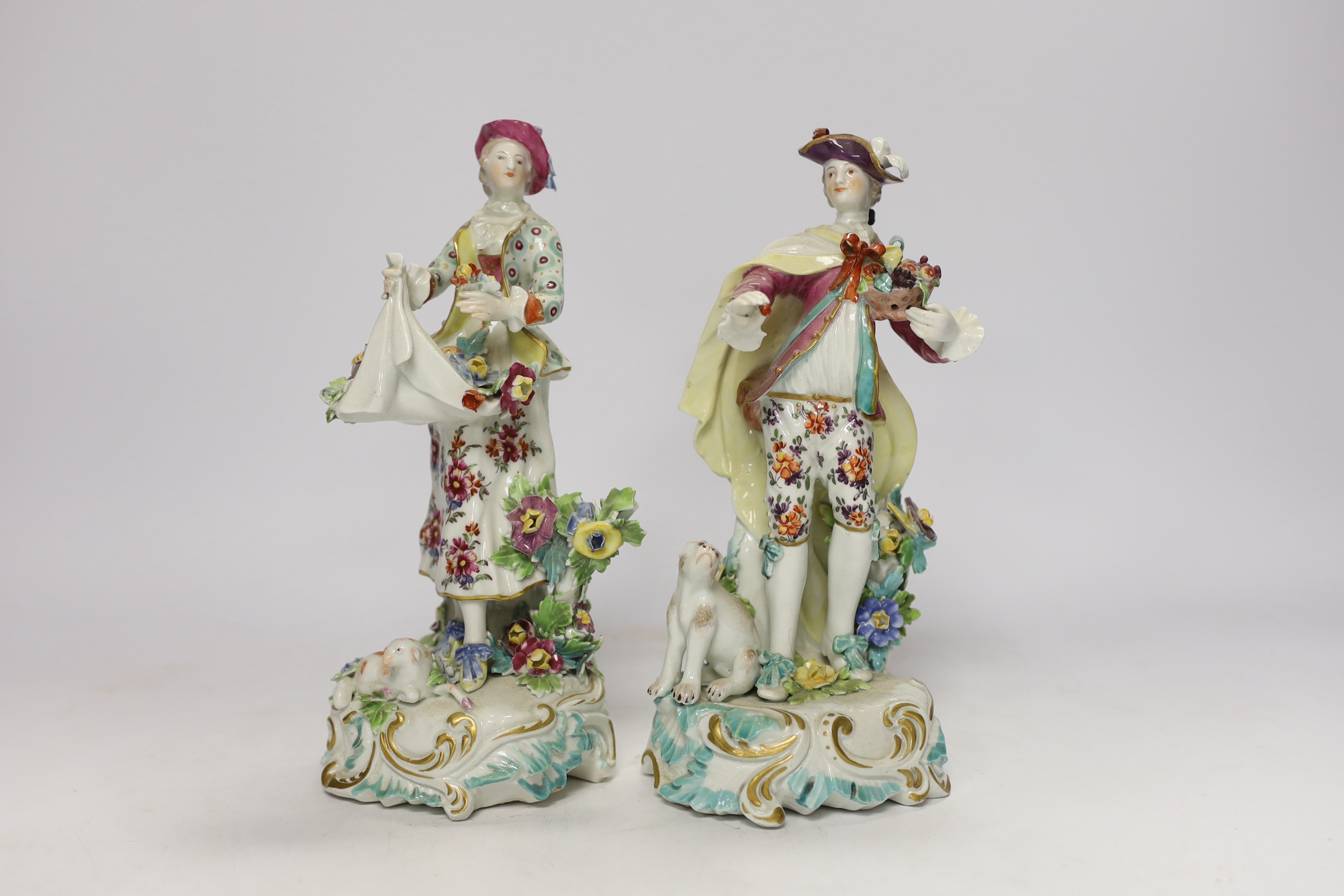 A pair of Derby figures of flower sellers, c.1760-65, 21cm                                                                                                                                                                  