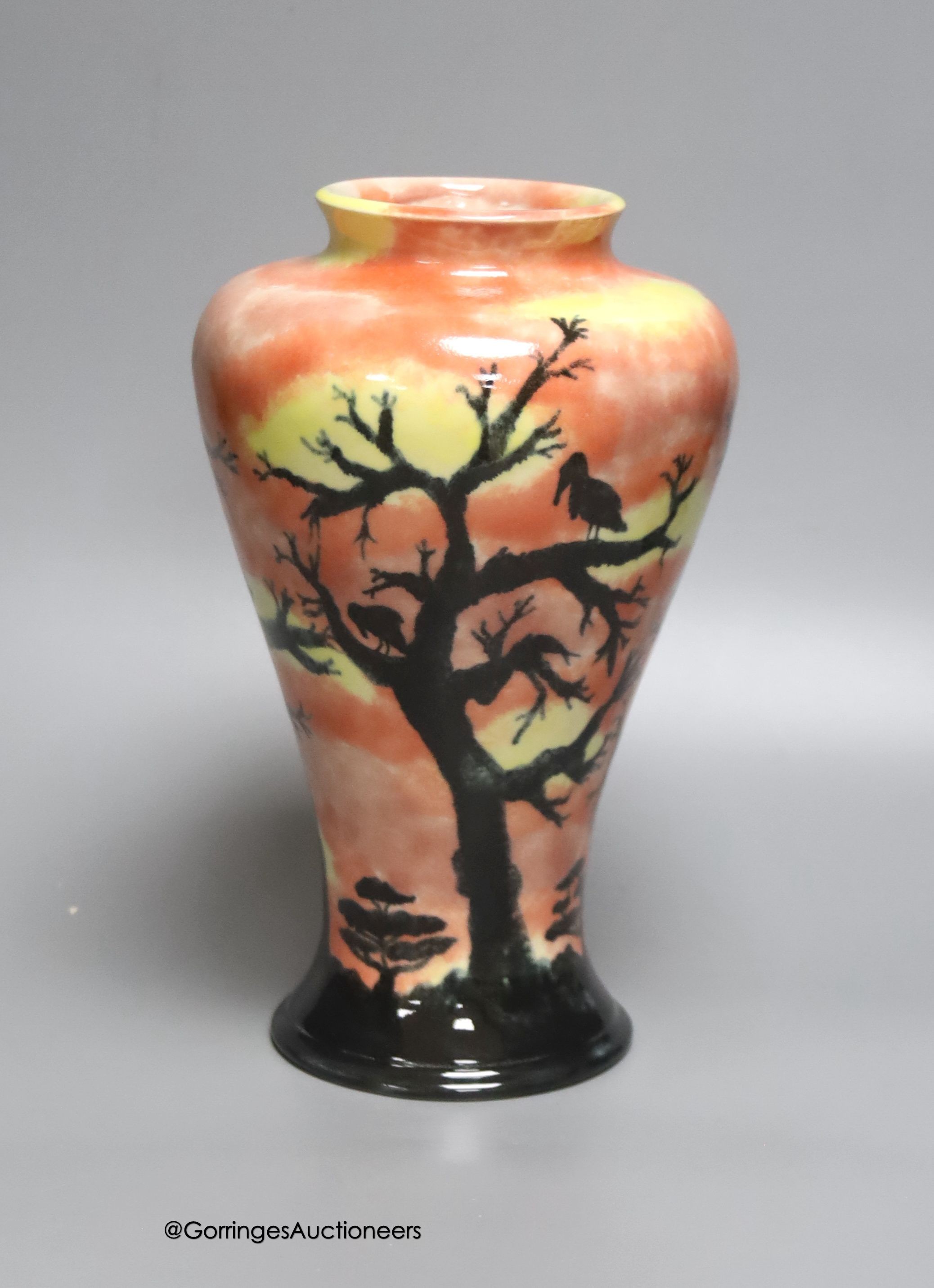 A Cobridge 'Pelicans at dusk' vase, height 26cm                                                                                                                                                                             