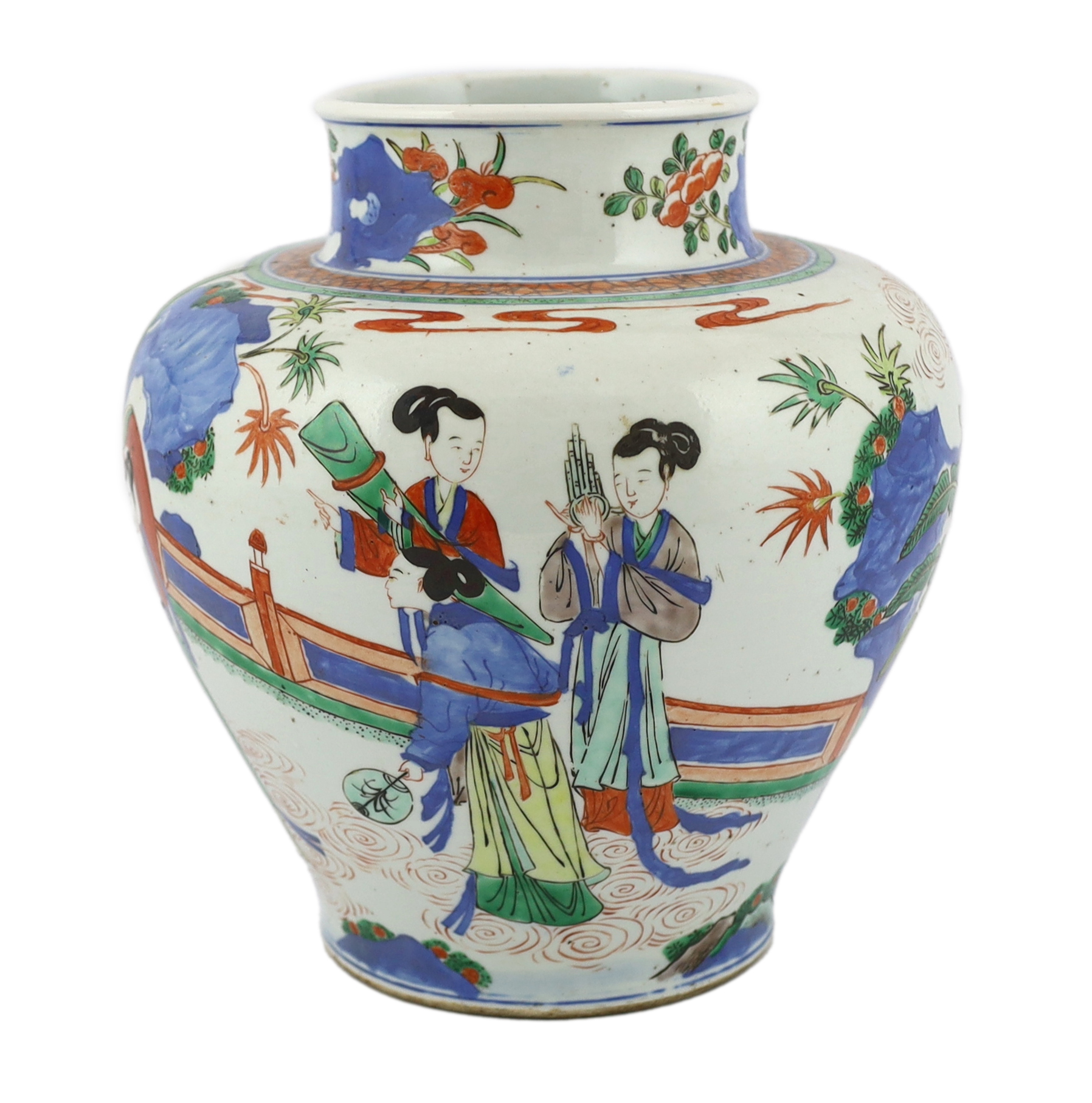 A Chinese wucai ‘ladies’ ovoid jar, 19th century                                                                                                                                                                            