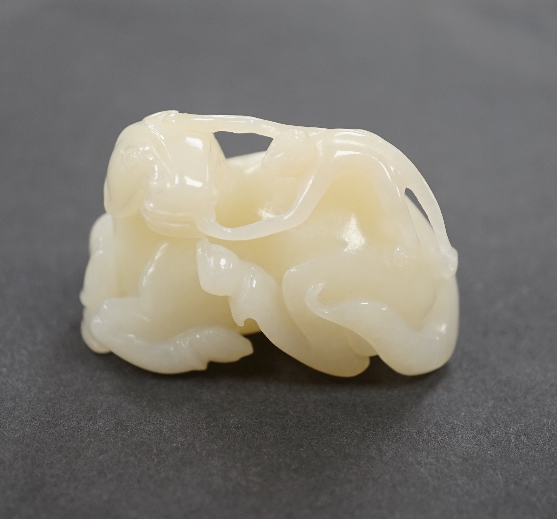 A Chinese white jade ram and monkey, 6cm                                                                                                                                                                                    