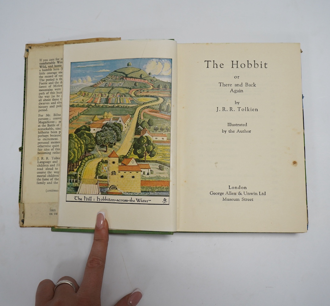 Tolkien J.R.R - The Hobbit, 2nd edition, 5th. impression, colour frontispiece, illustrations, map endpapers, top edge green, original green pictorial cloth, unclipped dust jacket, 8vo, George Allen & Unwin, London, 1951.