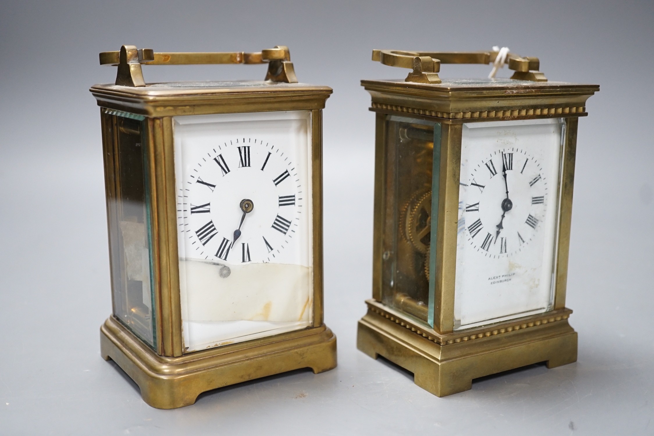 Two carriage timepieces, tallest 14 cm                                                                                                                                                                                      