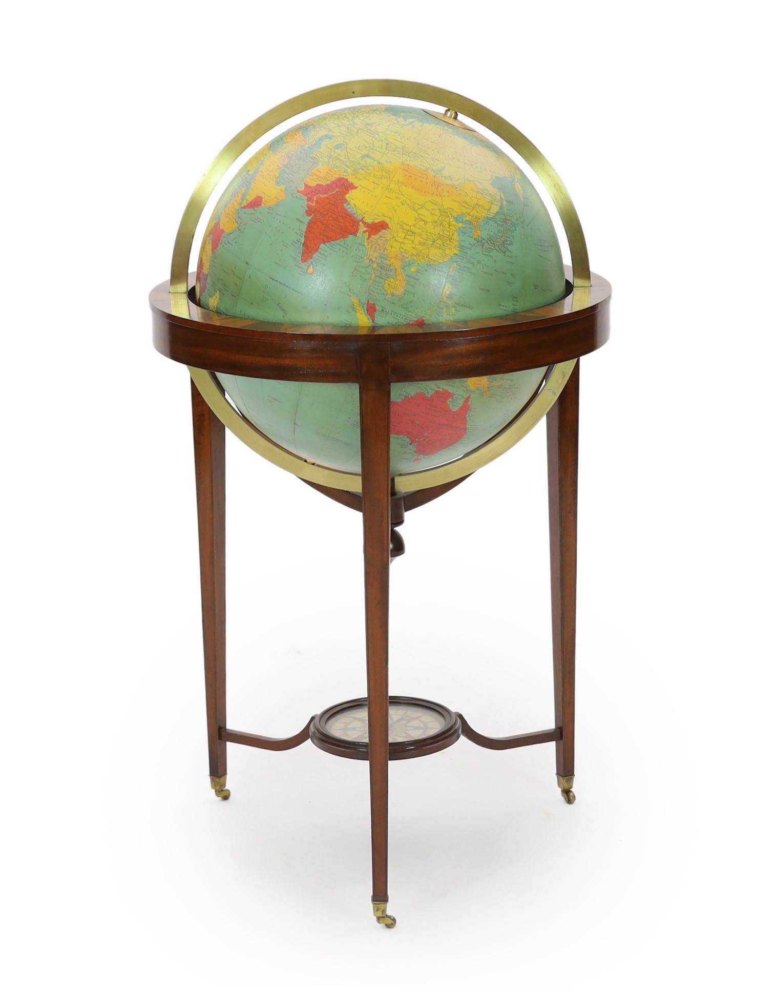 A 20th century Philips 19 inch terrestrial globe, diameter 54cm, height 103cm                                                                                                                                               