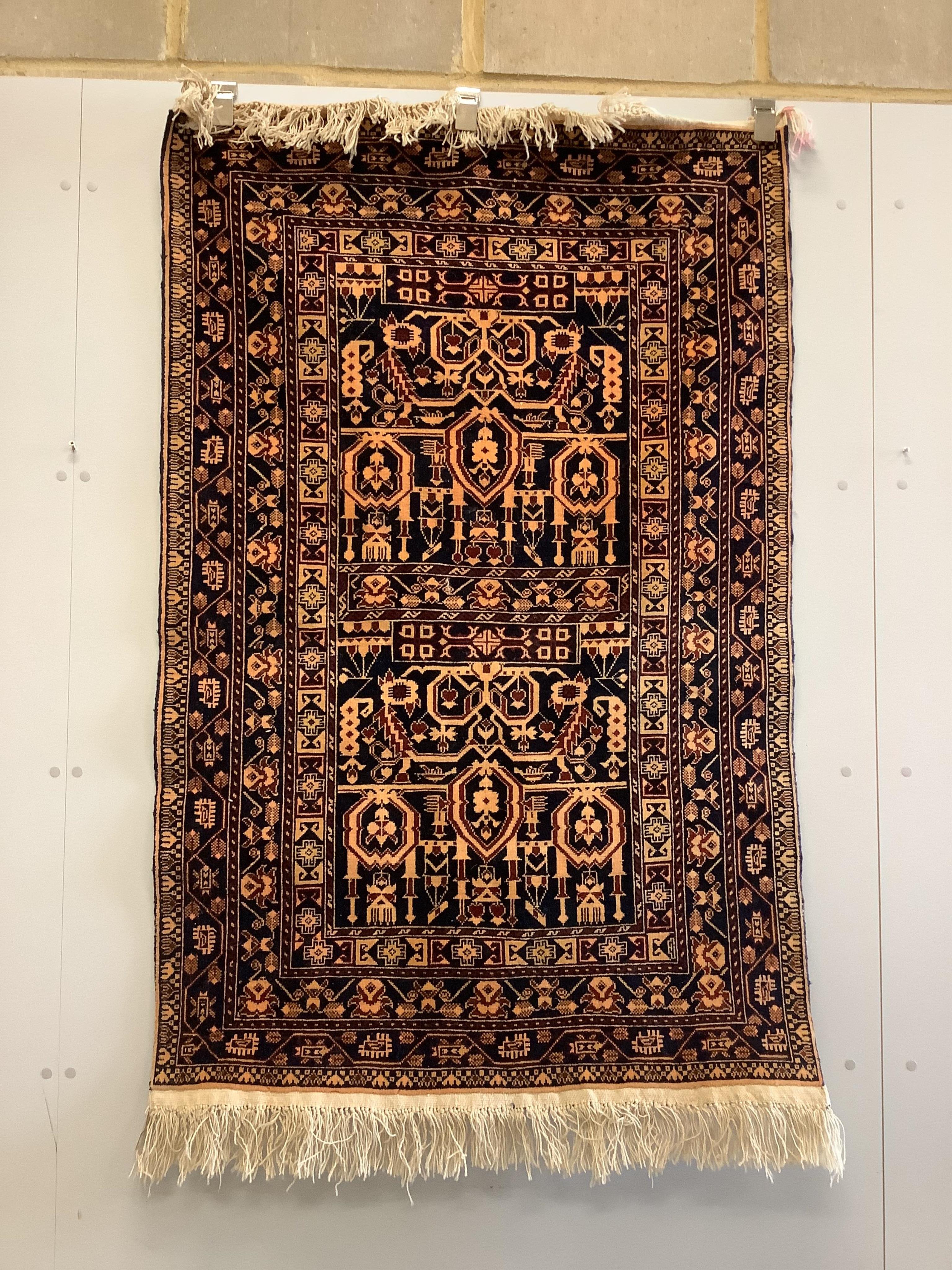 A North West Persian blue ground rug, 148 x 96cm. Condition - good                                                                                                                                                          