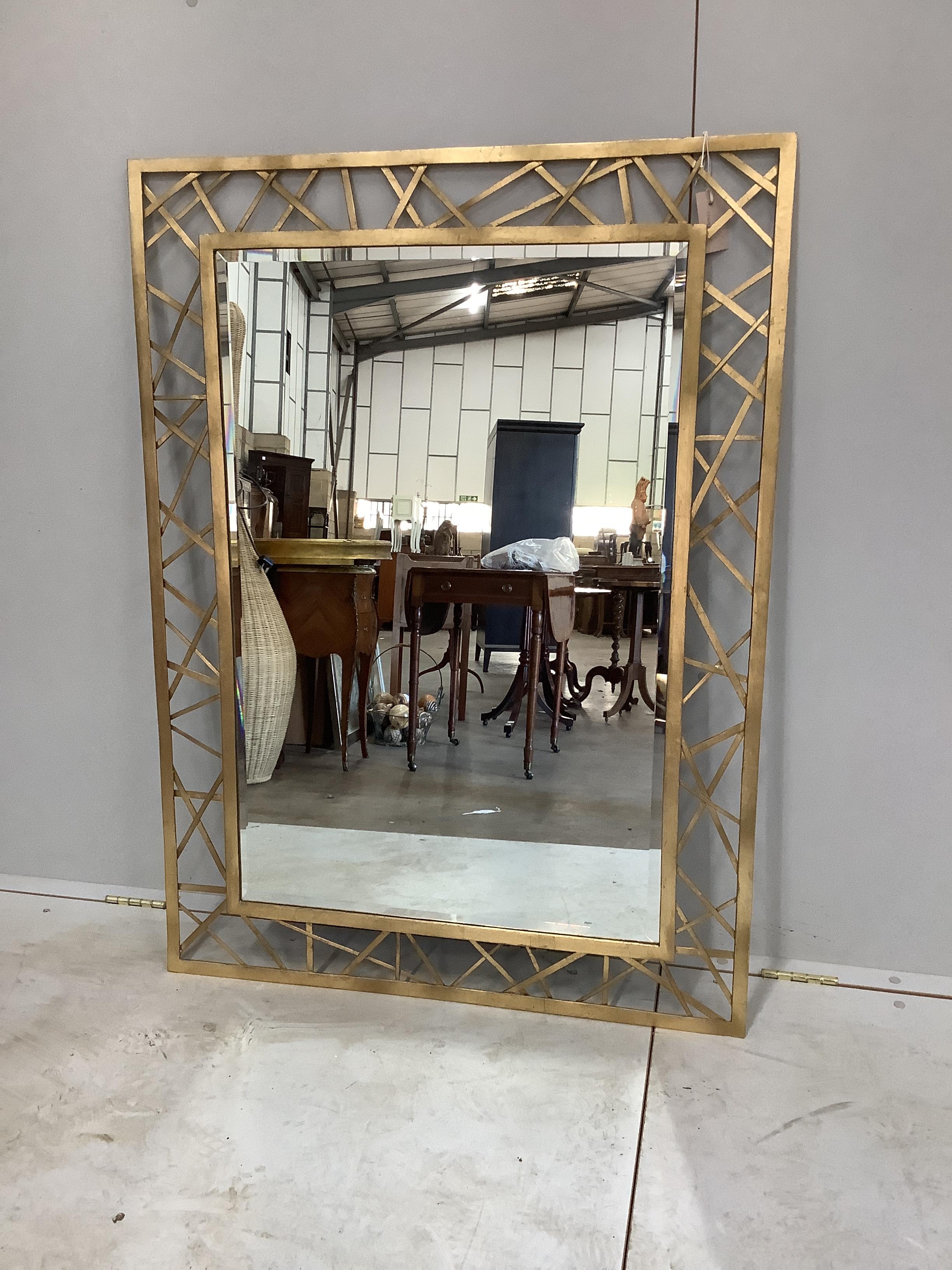 A Contemporary gilt metal framed mirror, width 86cm, height 117cm                                                                                                                                                           