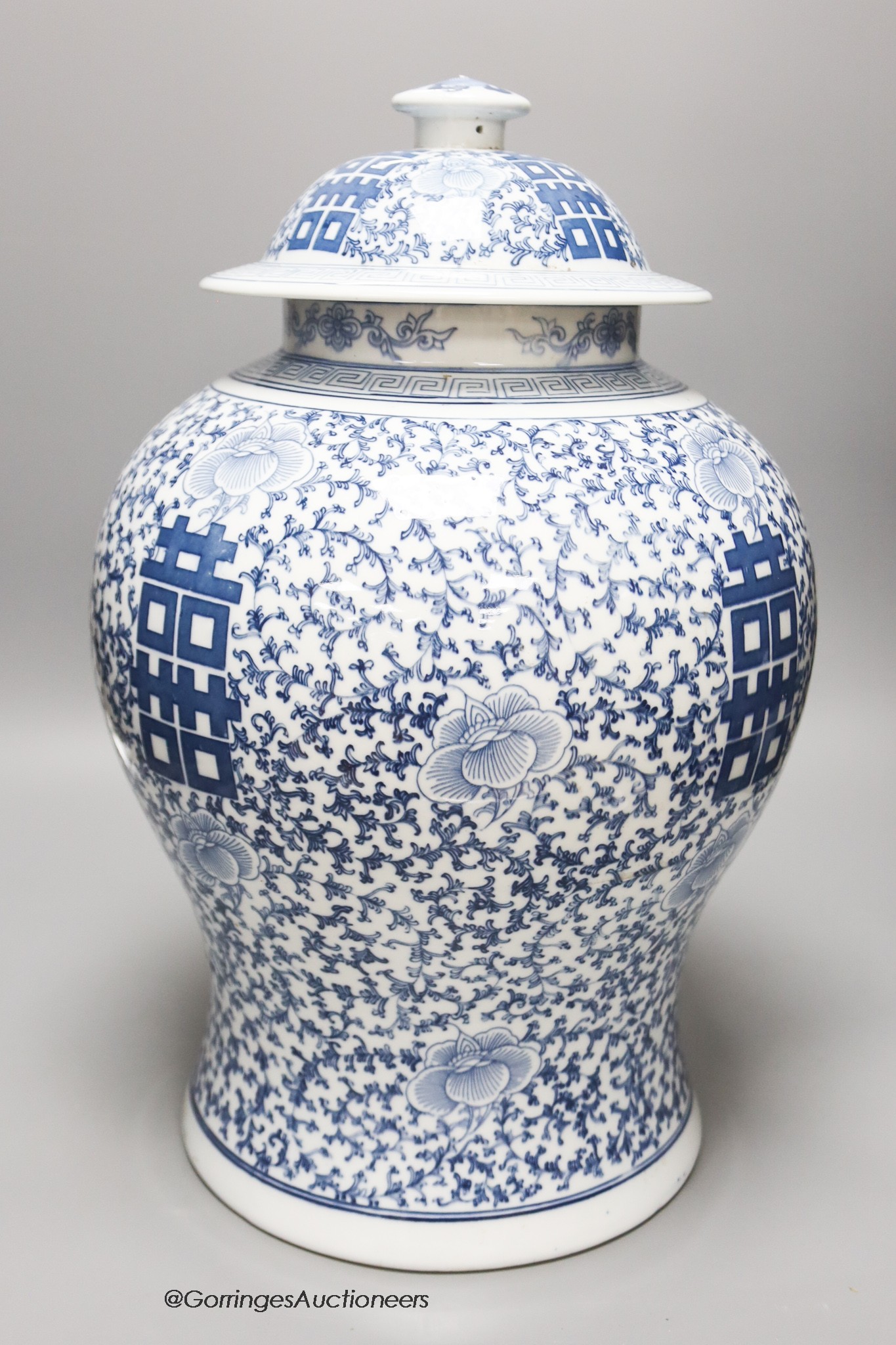 A large Chinese porcelain baluster jar and cover, height 44cm                                                                                                                                                               