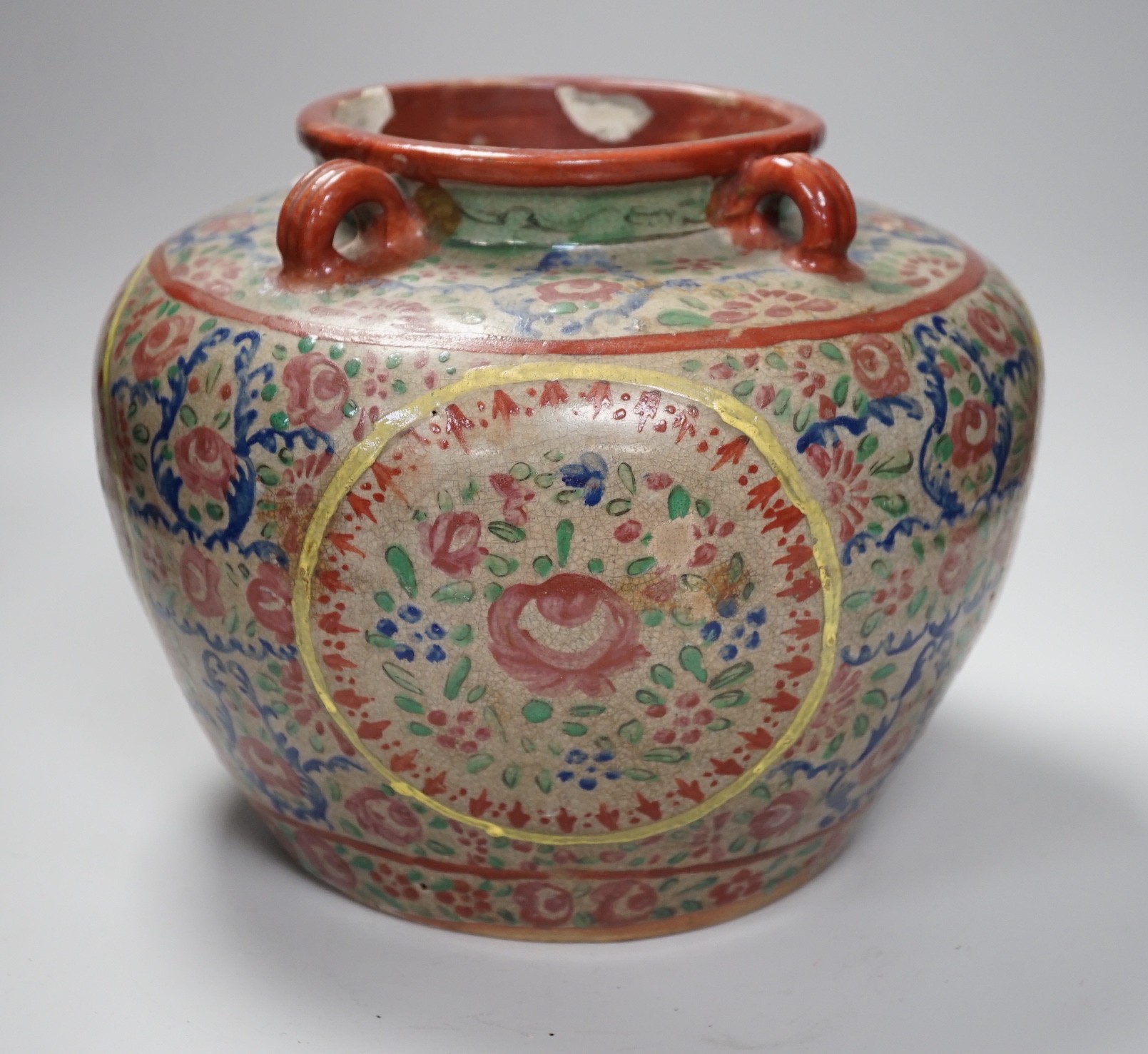 A Chinese famille rose jar made for the Thai market, 20cm tall                                                                                                                                                              