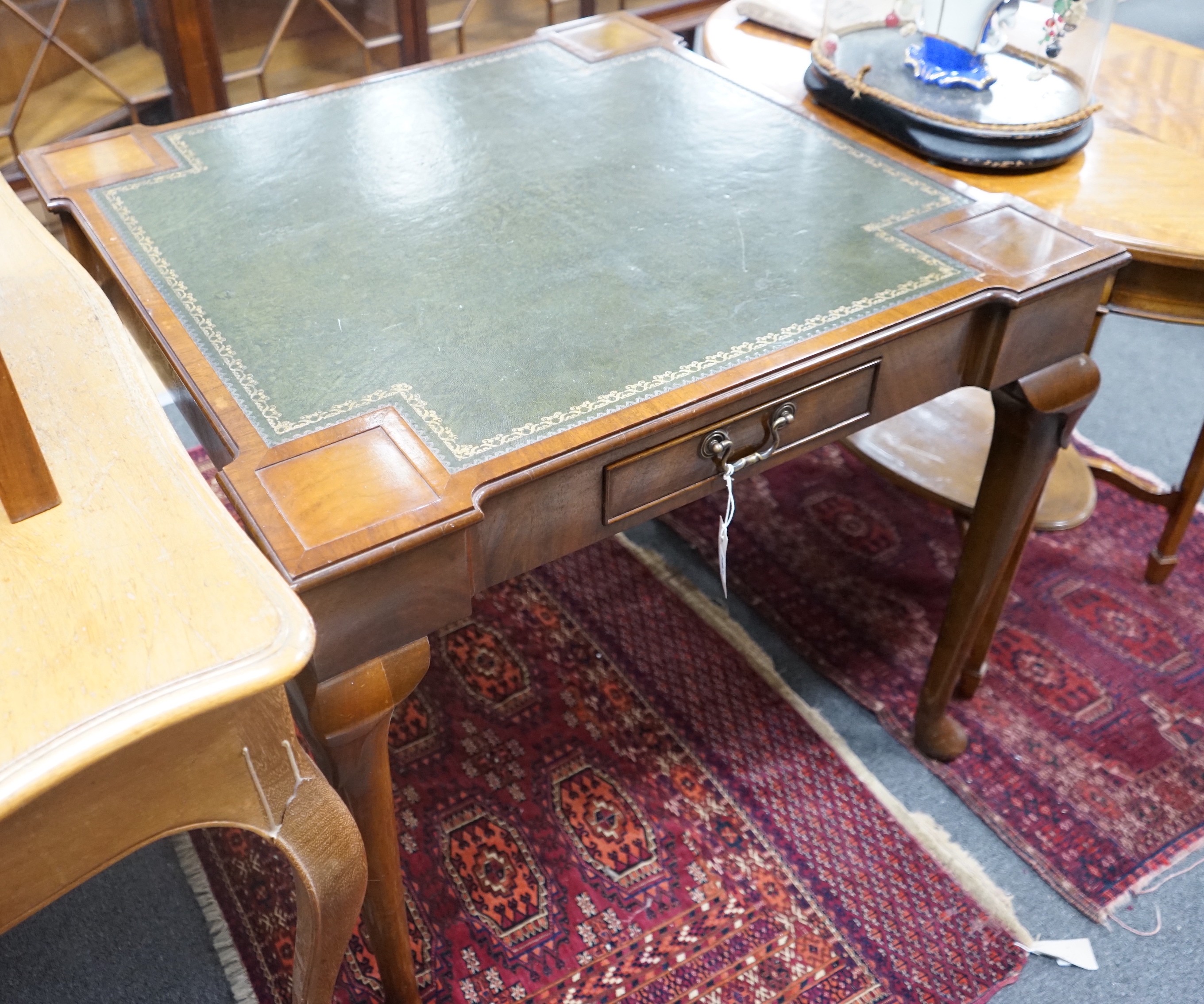 A George II style mahogany card table, width 85cm, depth 85cm, height 75cm                                                                                                                                                  