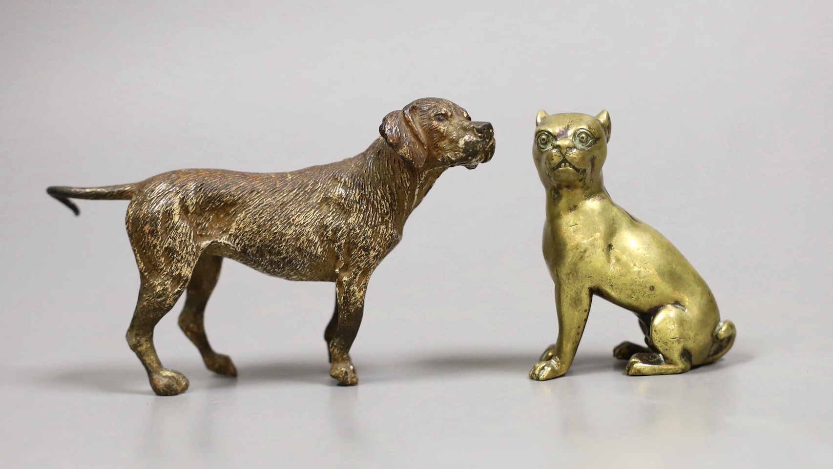 An Austrian cold-painted bronze figure of a dog and another, tallest 7.5cm                                                                                                                                                  