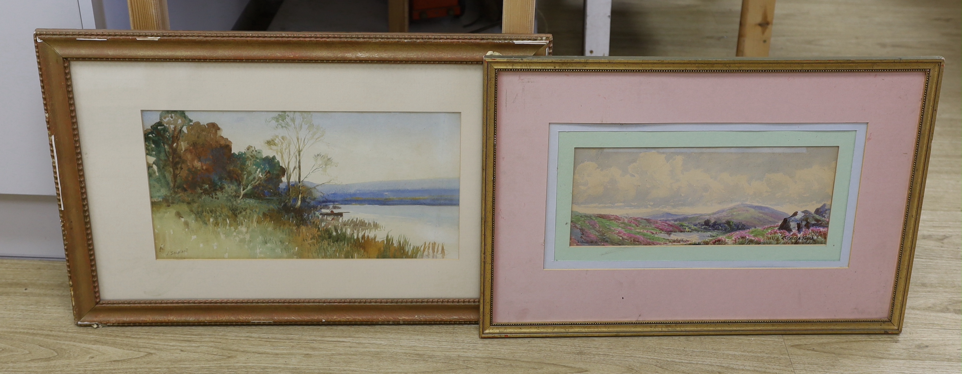 Eustace A. Tozer (1869-1931), watercolour, 'Dartmoor near Whitehatch', signed, 15 x 38cm and John Shapland (1865-1929), watercolour, 'Near Hackney on the Teign', signed, 23 x 44cm                                         