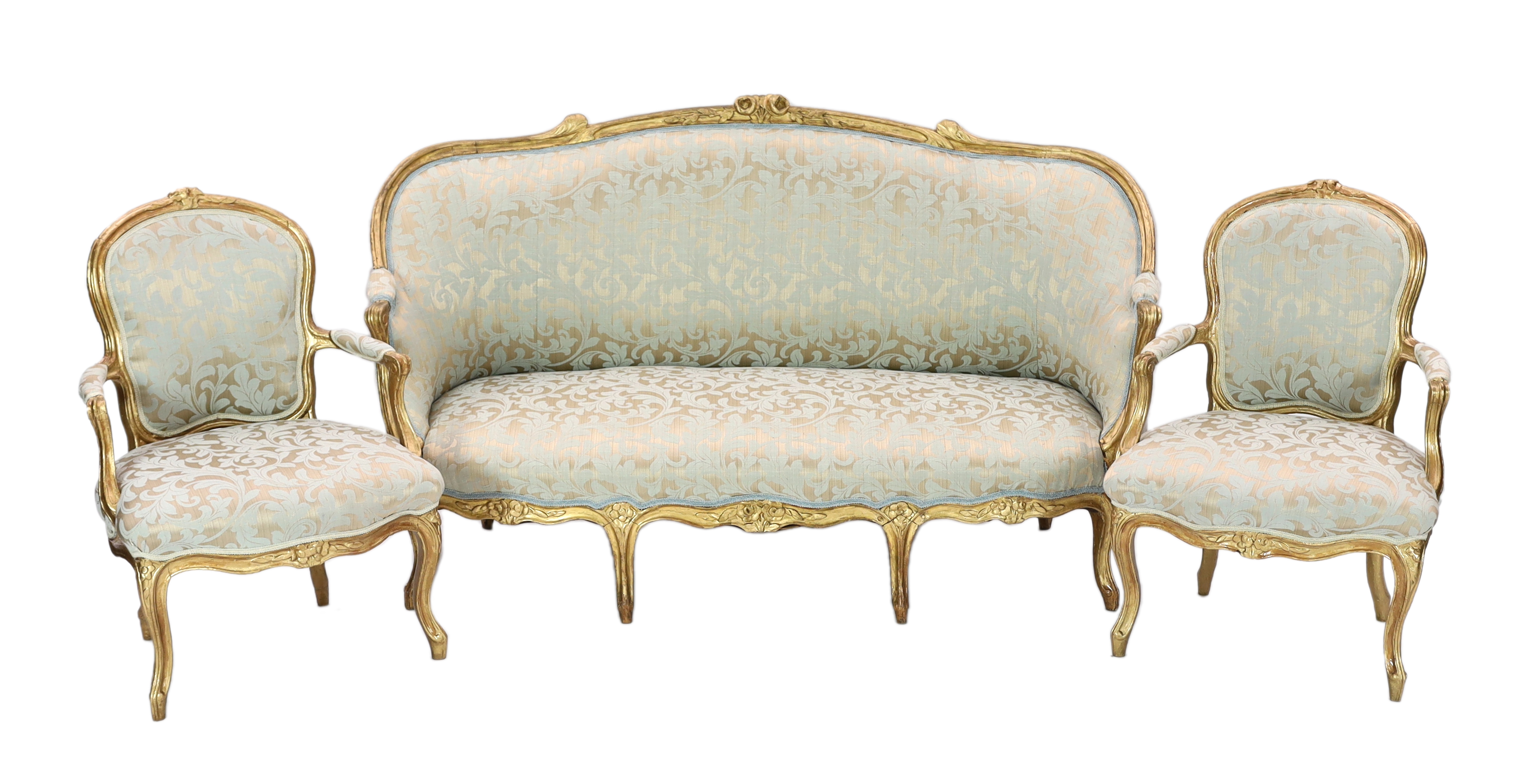 George Jacob (circa 1770-1775), a Louis XVI carved giltwood canapé, 61cm wide, 62cm deep, height 90cm, Please note this lot attracts an additional import tax of 5% on the hammer price                                     