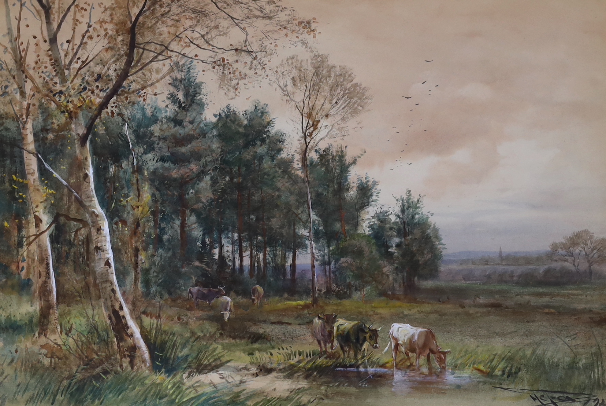 Henry Charles Fox (1855-1929), heightened watercolour, 'Near Bognor, Sussex', signed and dated 1920, inscribed to the mount, 53 x 36cm                                                                                      