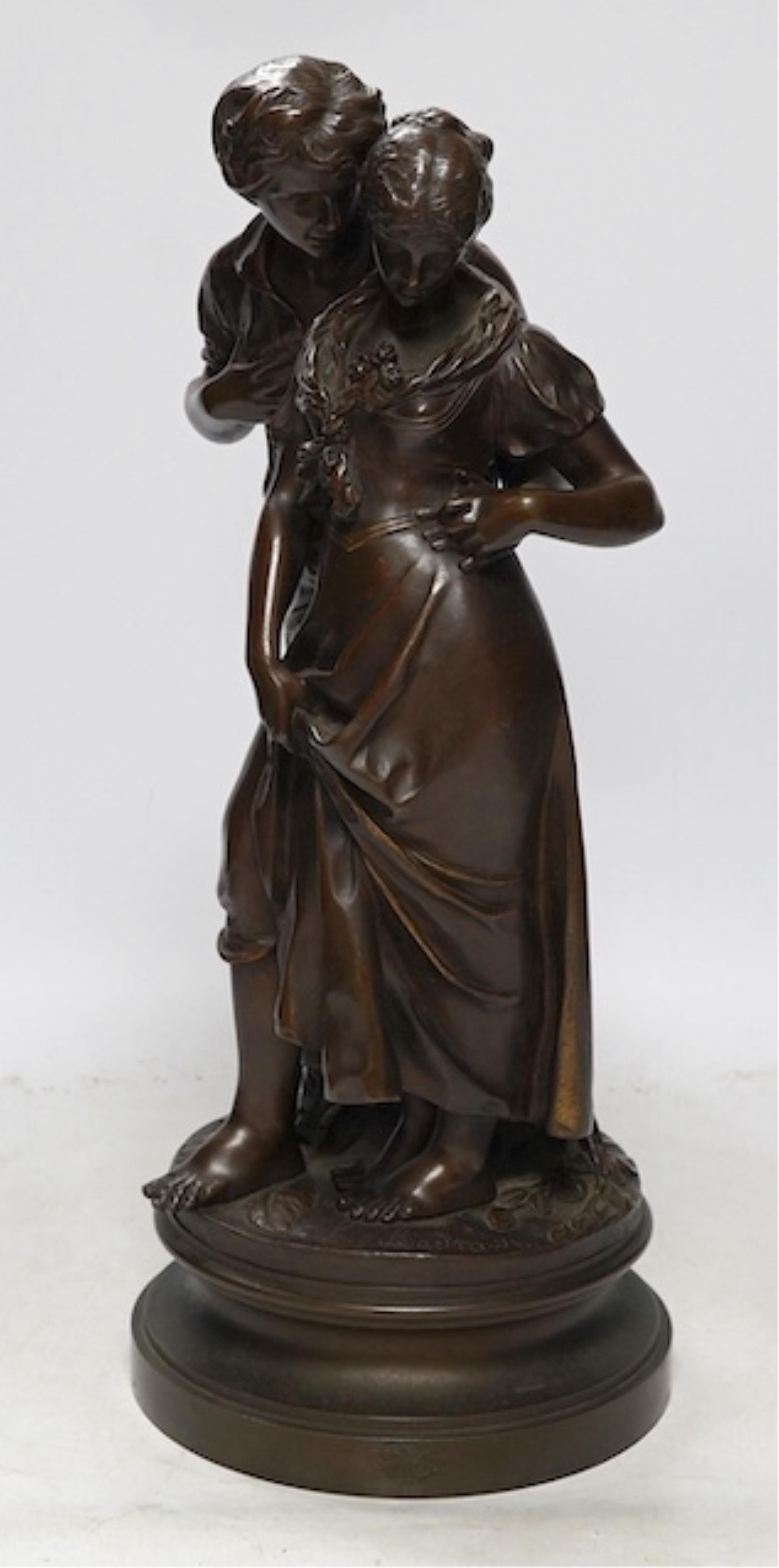 A Madrassi “Lovers” bronze, 38cm high. Condition - good                                                                                                                                                                     