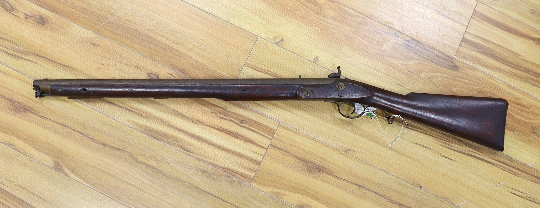 A 19th century percussion musket, worn makers name to plate                                                                                                                                                                 
