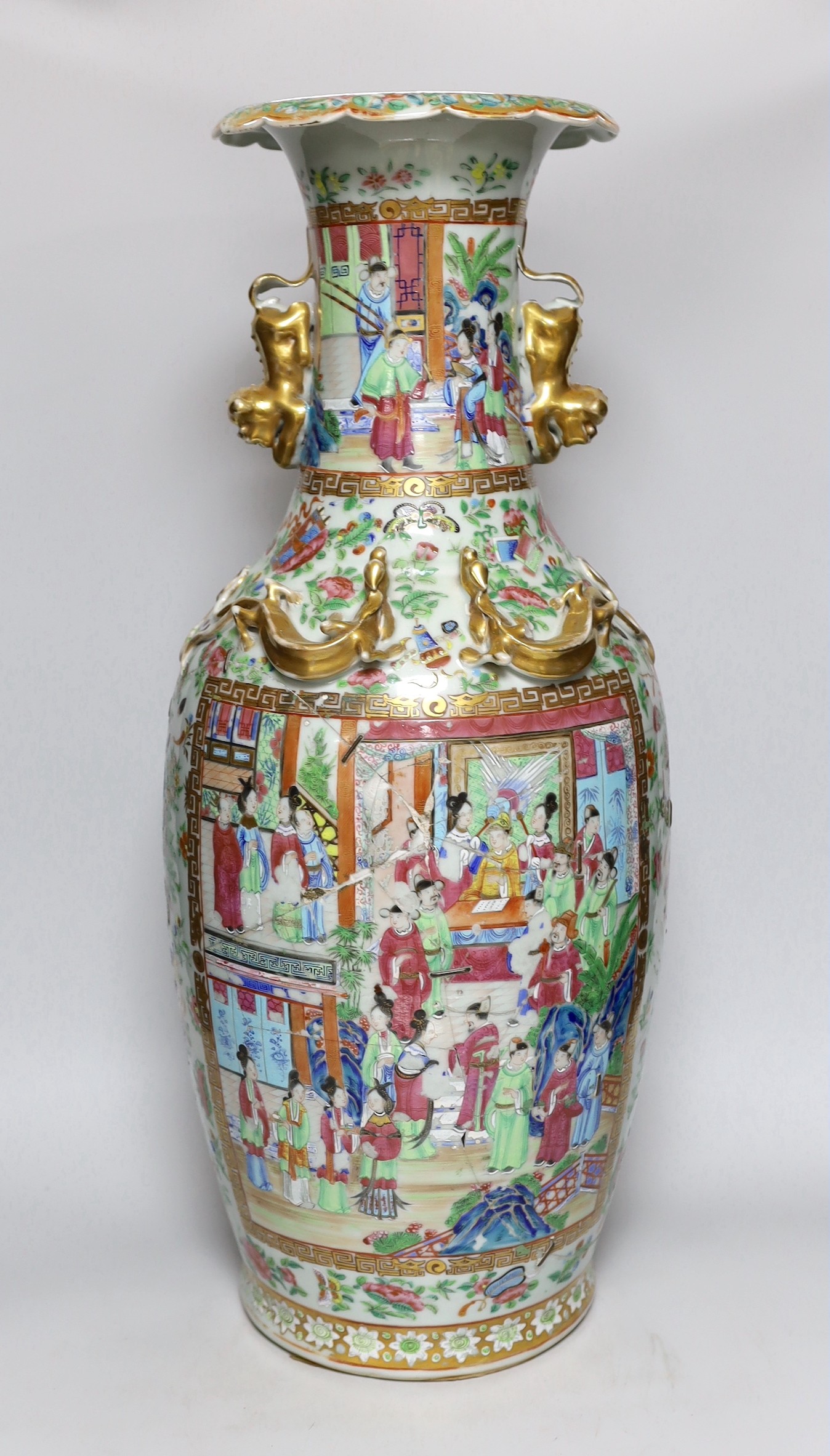 A large Canton baluster vase, 61cms high                                                                                                                                                                                    