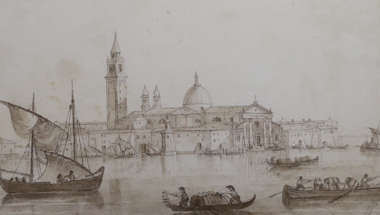 English School c.1845, watercolour, 'Venice, The Lagoon', initialled CF, 15 x 24cm                                                                                                                                          