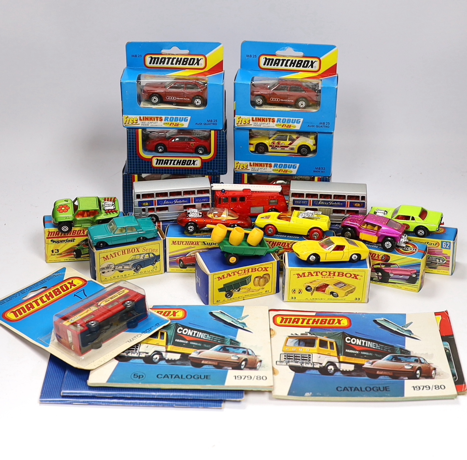 Eighteen boxed Matchbox Series and Matchbox Superfast 1-75 diecast vehicles                                                                                                                                                 