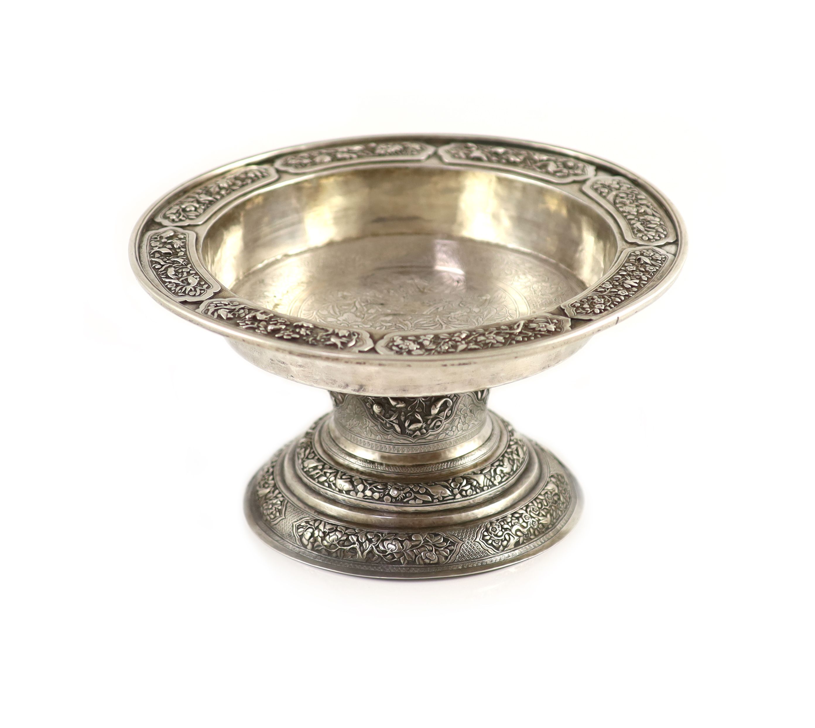 A late 19th/early 20th century South East Asian silver pedestal bowl                                                                                                                                                        