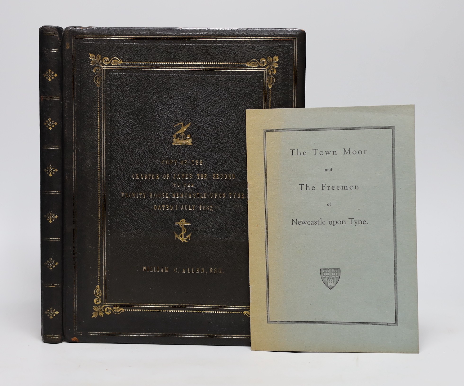 A leather bound copy of The Charter of James The Second to the Trinity House, Newcastle Upon Tyne, dated 1 July 1687                                                                                                        