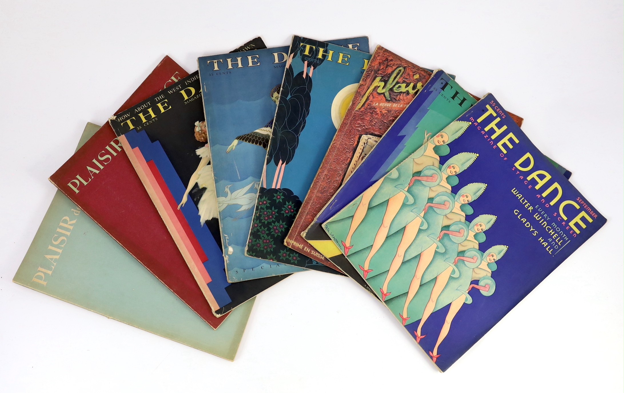 Plaisir de France Magazine - 2 issues, January/February & March, 1947; The Dance Magazine - 5 issues, August-November, 1929 & September, 1930, together with the Plaire magazine, number 6, 1946, (8)                       