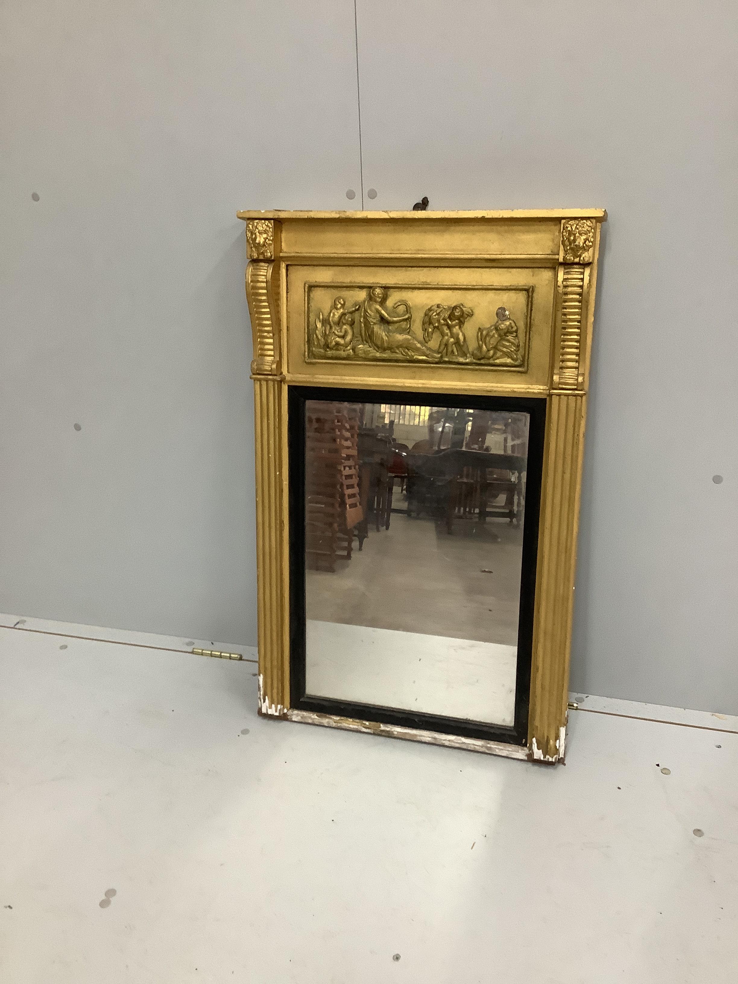 A Regency giltwood and composition pier glass, width 58cm, height 90cm                                                                                                                                                      