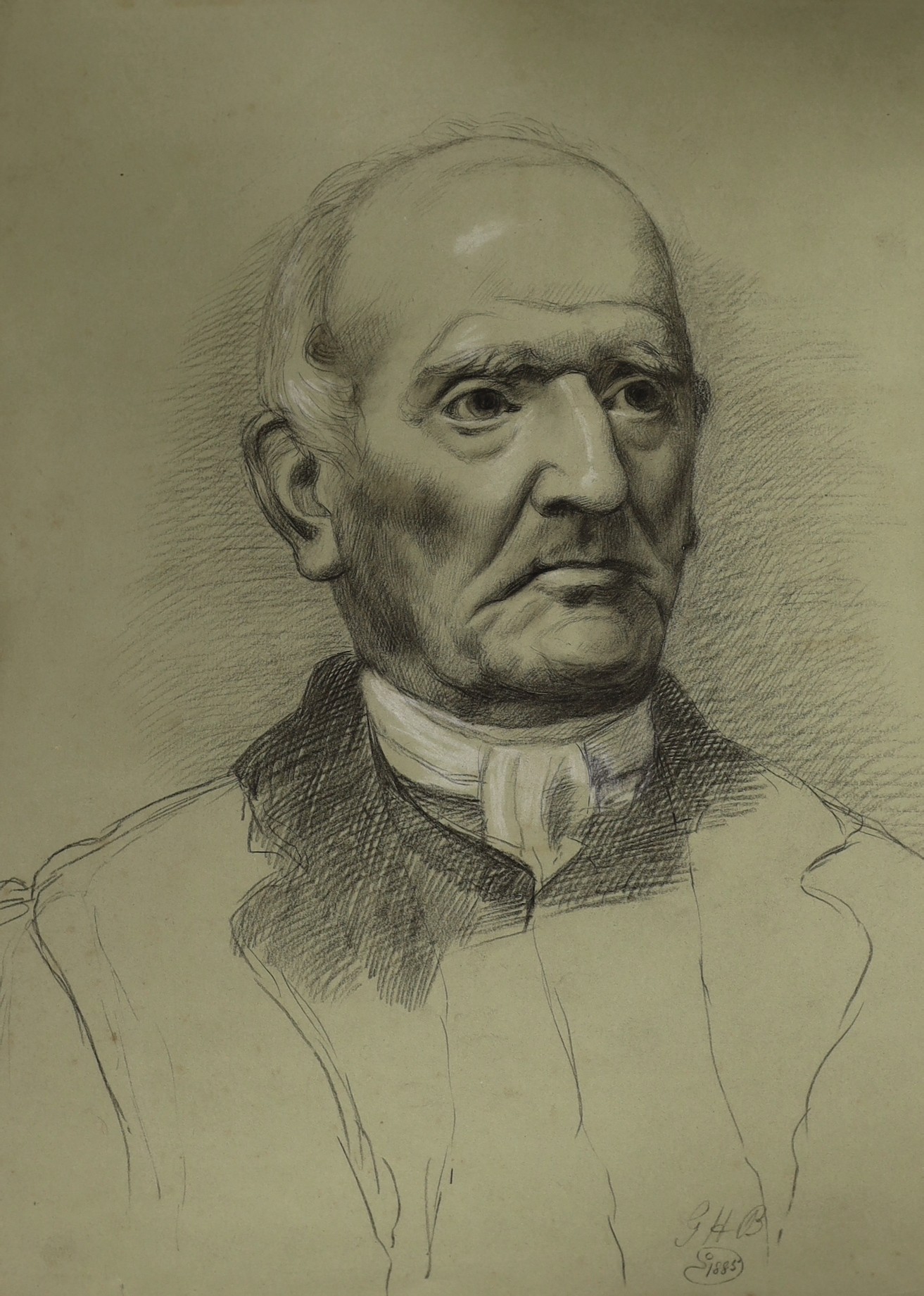 G. H. Blackburn 1885, charcoal and chalk on paper, Portrait of a gentleman, initialled and dated with Studio stamp verso, 34 x 25cm, unframed                                                                               