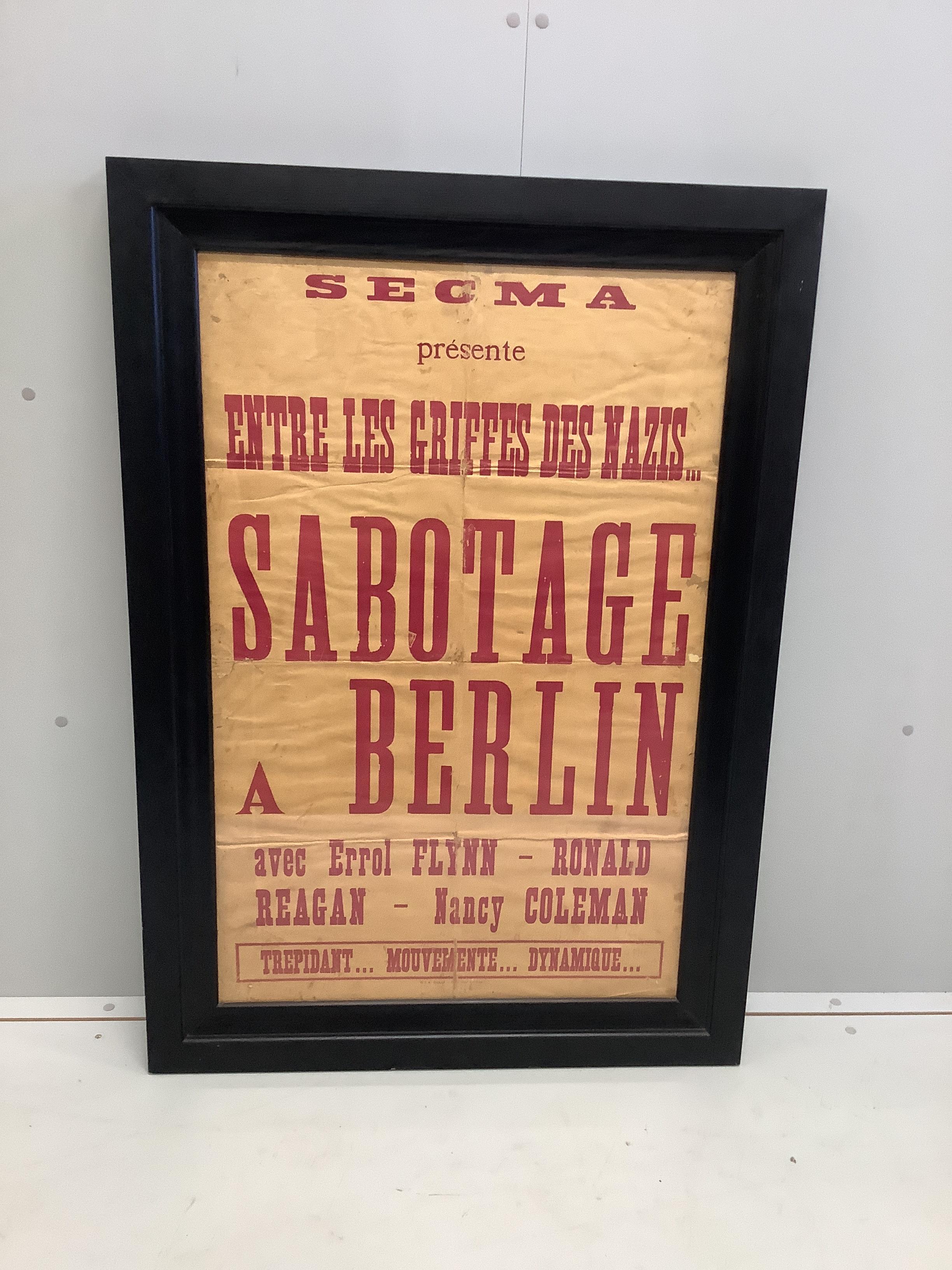 A 1948 Secma film distribution framed poster, width 82cm, height 116cm                                                                                                                                                      