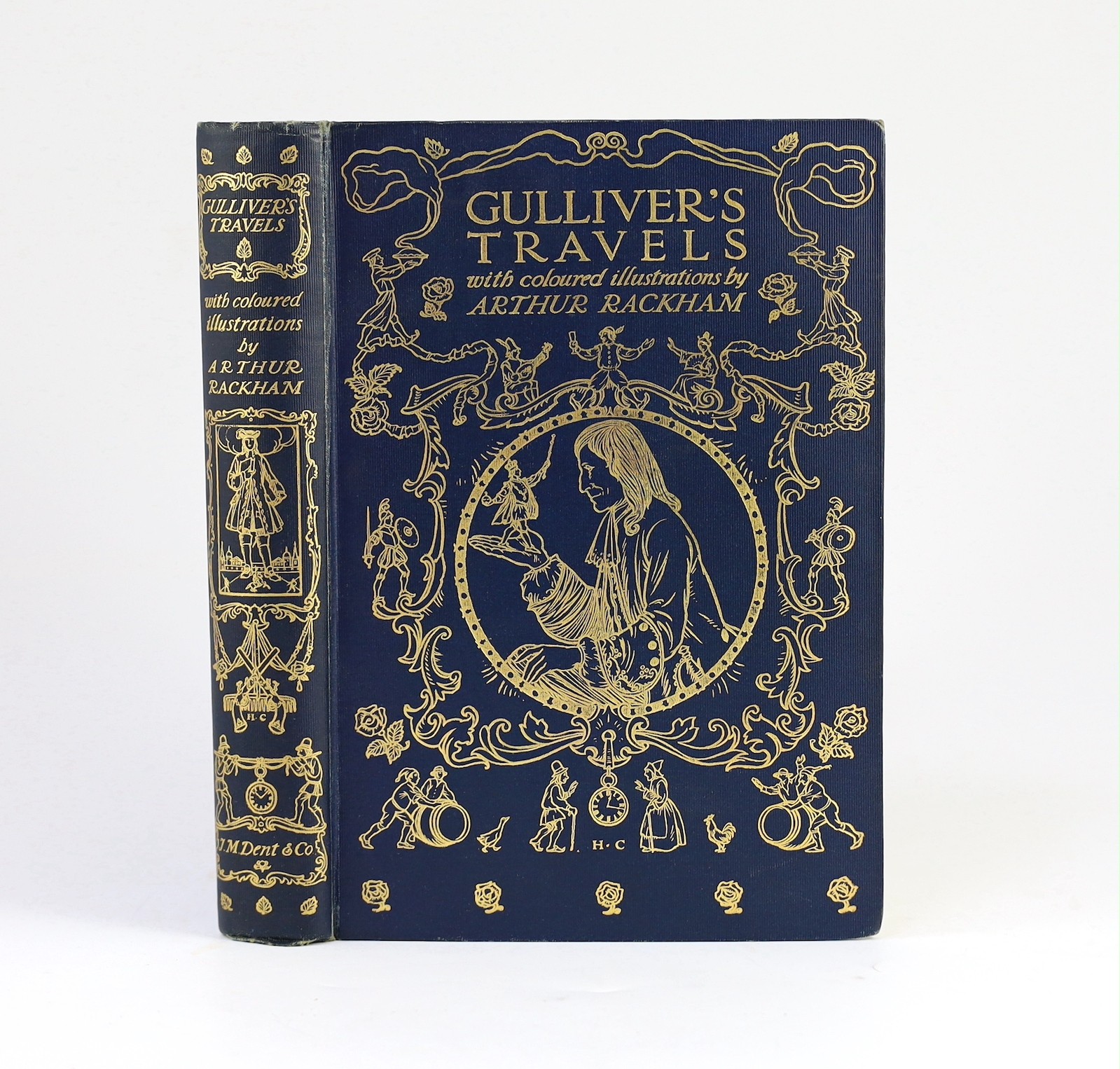 Swift, Jonathan - Gulliver’s Travels, illustrated with 12 coloured plates by Arthur Rackham, 8vo, blue pictorial cloth gilt, J.M. Dent & Co., London, 1909                                                                  