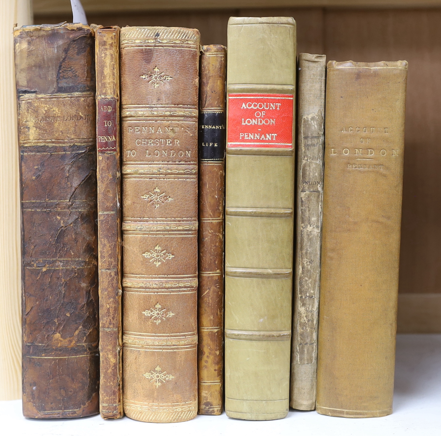LONDON: Pennant, Thomas. On London, first edition, 12 engraved plates including 1 folding, engraved title vignette, 8pp. index to rear, early 19th century half calf, London, Robert Faulder, 1790, 4to. Sold with ‘Addition