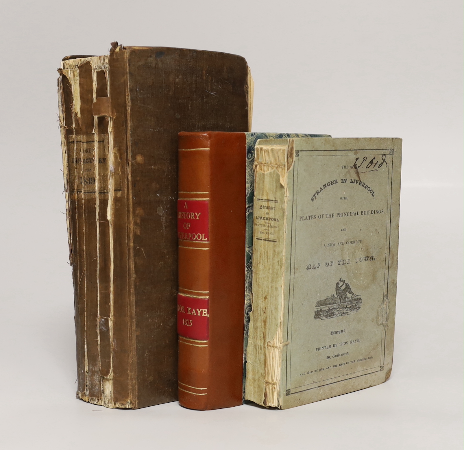 LIVERPOOL: Kaye, Thomas- The Stranger in Liverpool: or, An Historical and Descriptive View of the Town of Liverpool and Its Environs, fourth edition, 41 wood-engraved plates including 14 folding, 20th century half calf, 