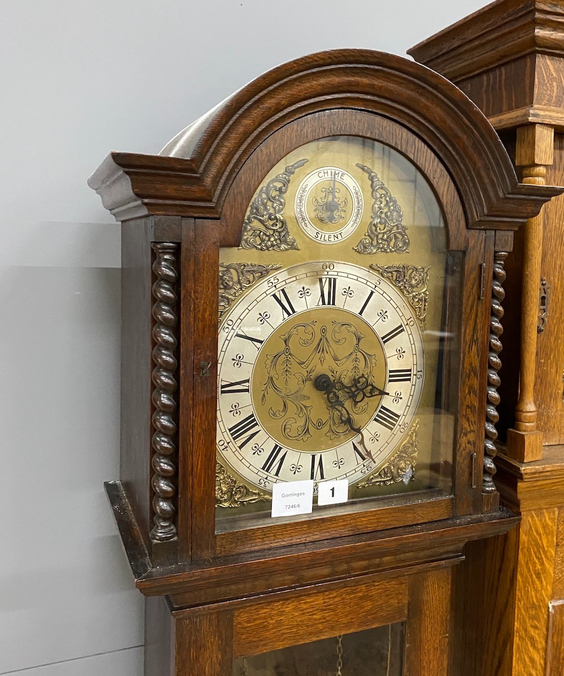 A modern eight day longcase clock, with strike/silent in the arch, height 193cm                                                                                                                                             