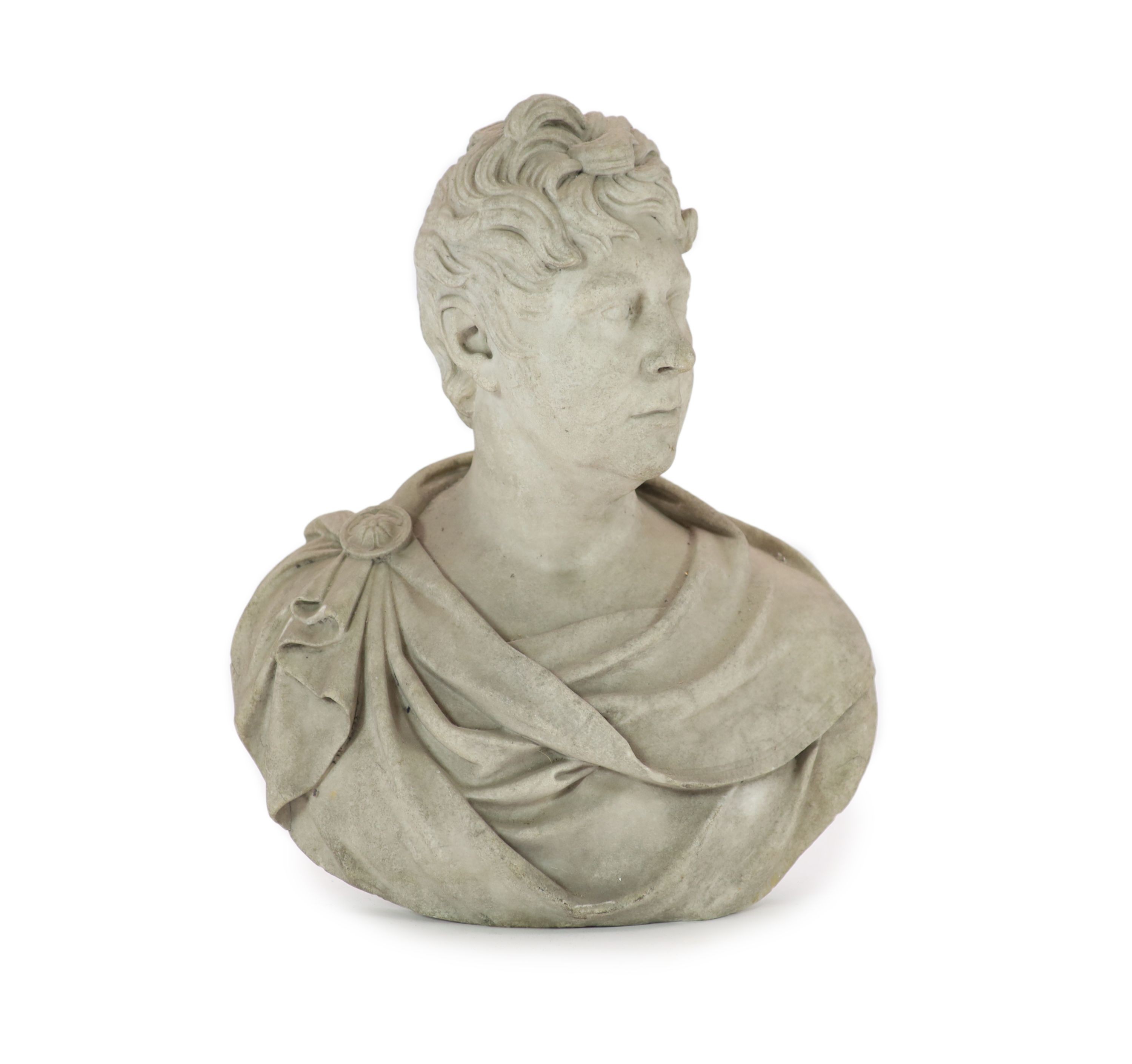 After Sir Francis Chantry .A white marble bust of King George IV, H 62cm.                                                                                                                                                   
