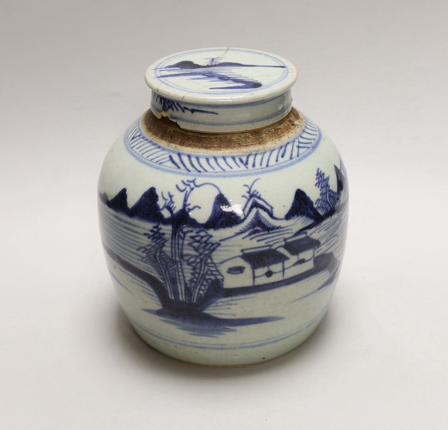 A 19th century Chinese blue and white ginger jar, 18cm                                                                                                                                                                      