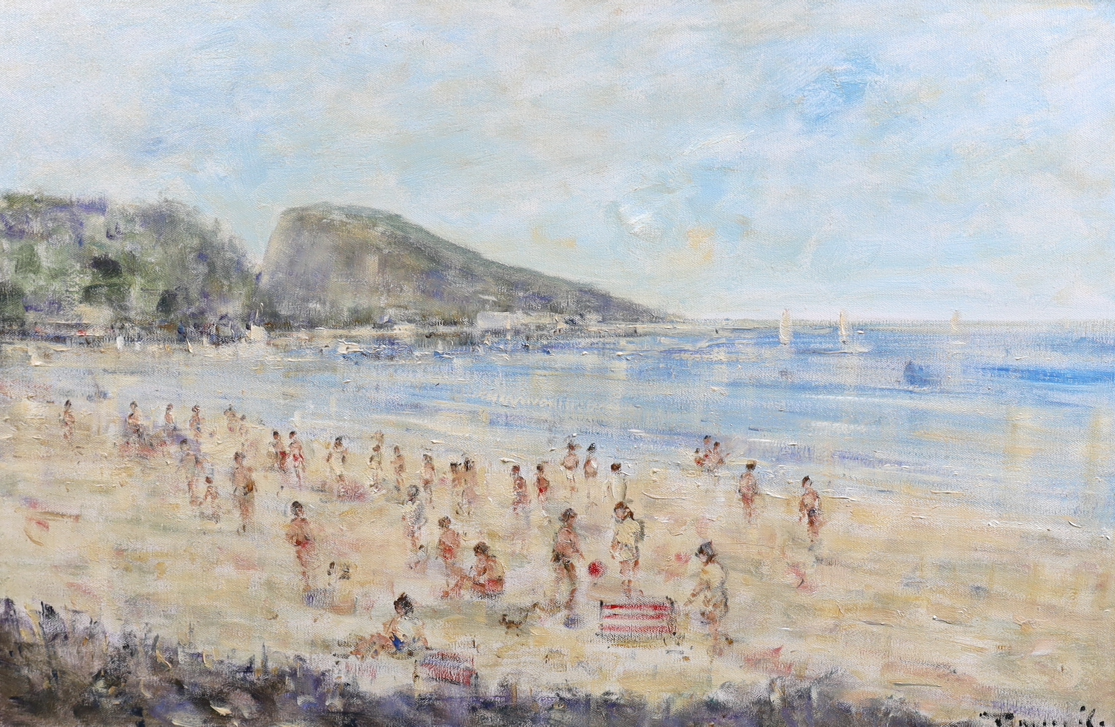 Walter John Beauvais (1942-1998), Beach scene, oil on canvas, 49 x 75cm                                                                                                                                                     