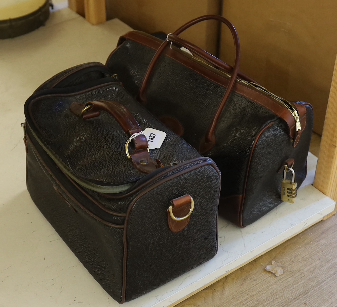 Two Mulberry Scotchgrain holdalls with tartan interiors, the largest 43cm wide                                                                                                                                              