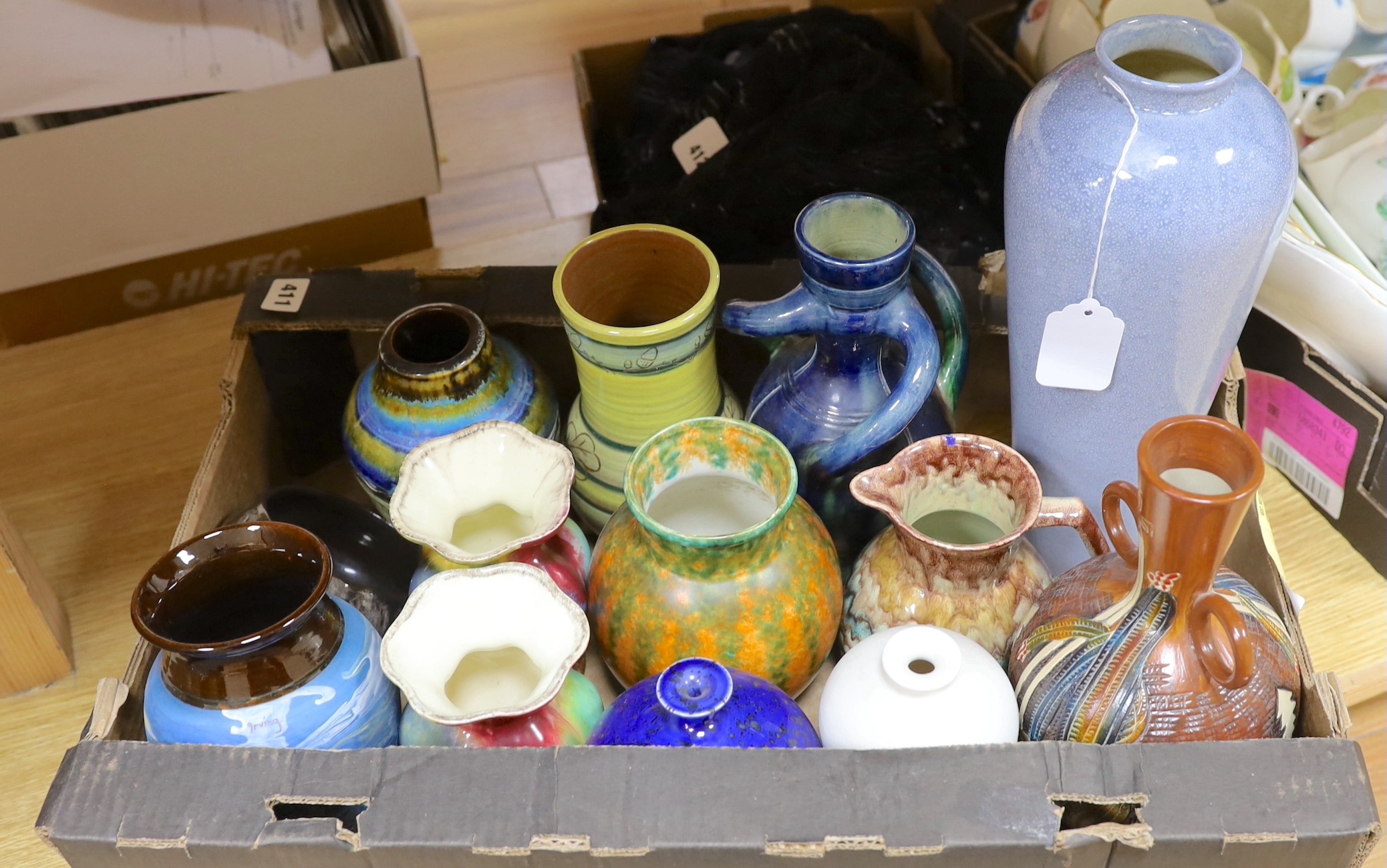 A collection of mixed continental pottery vases                                                                                                                                                                             